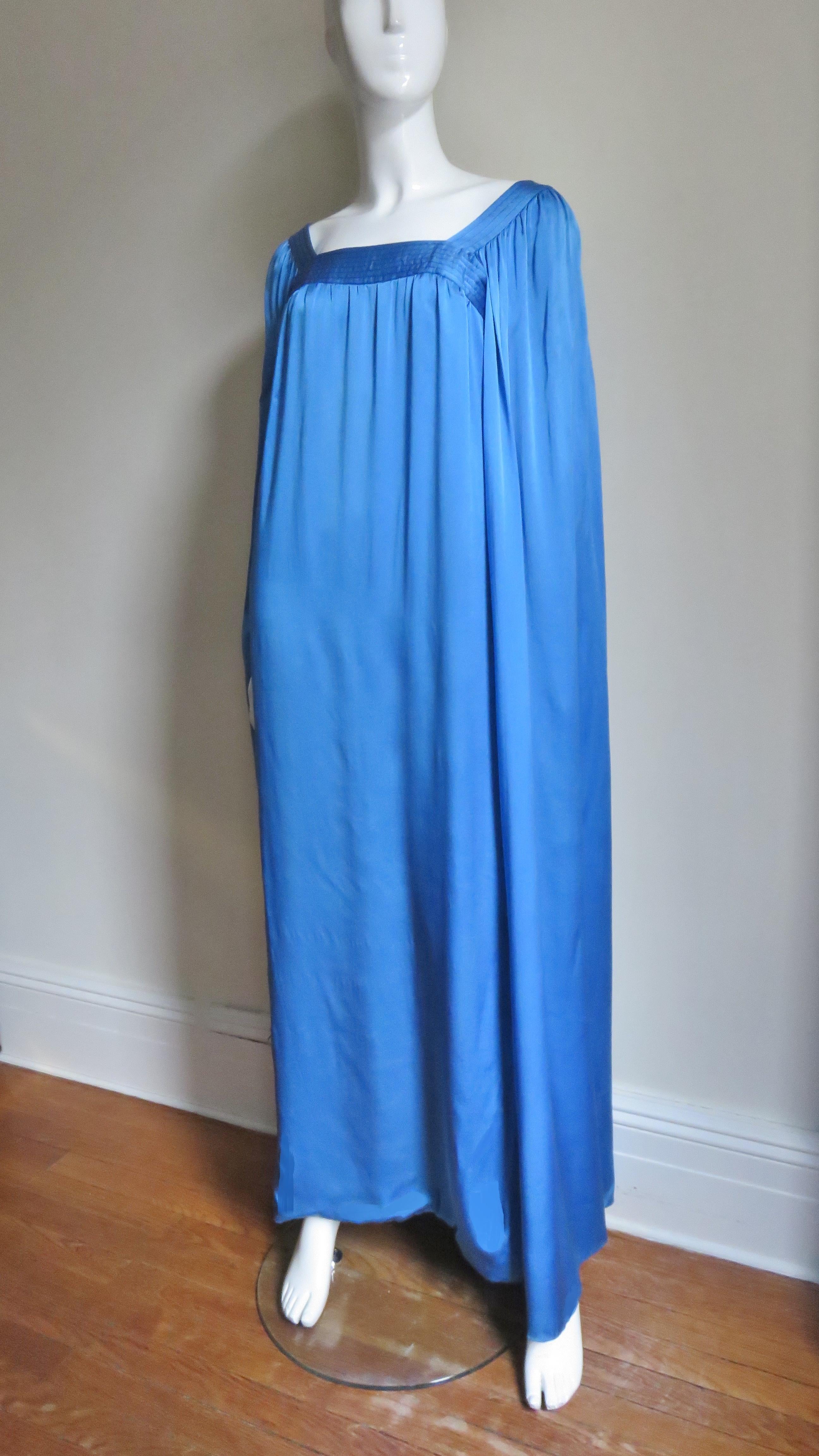 Blue Christian Dior Couture Numbered Gown 1970s For Sale