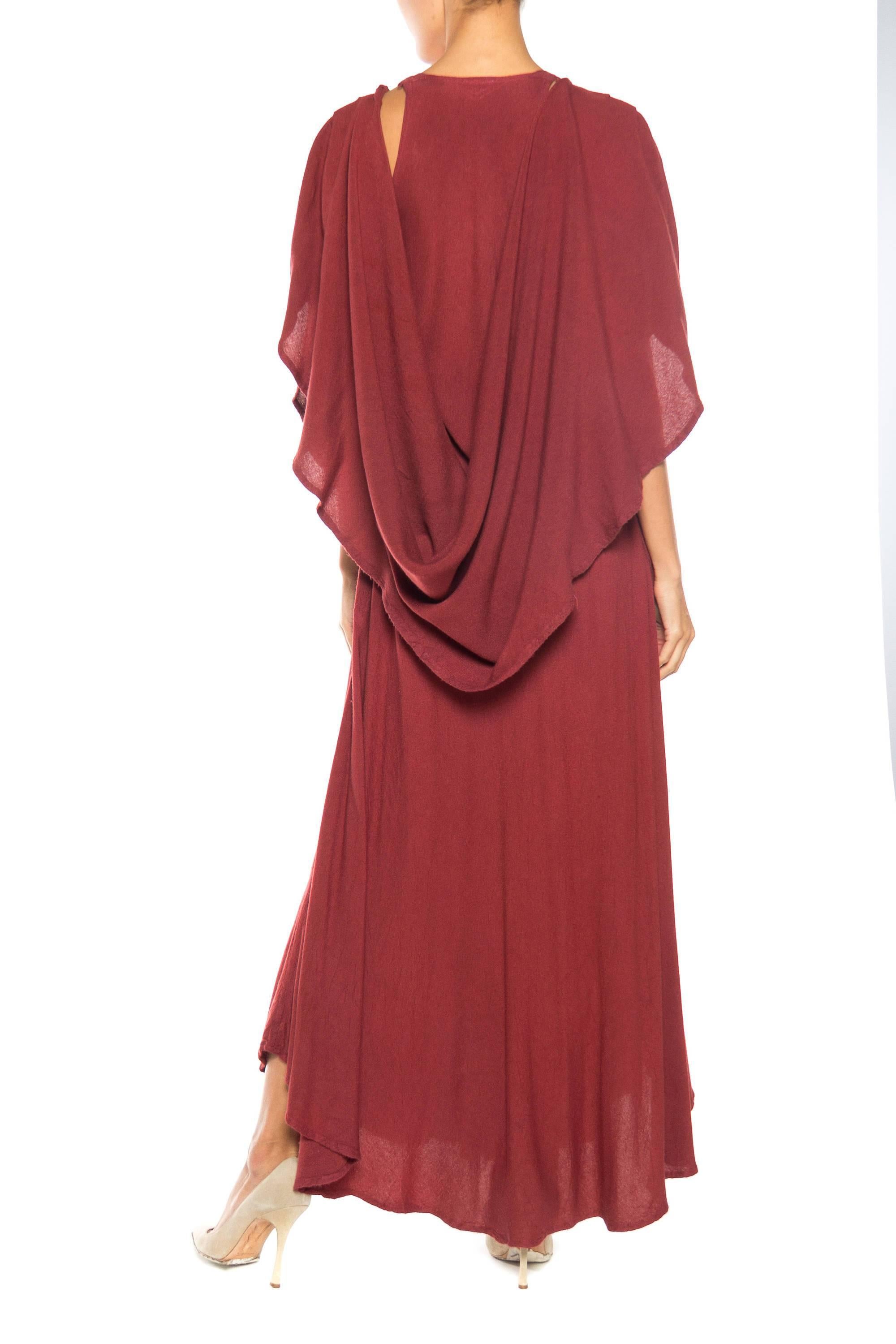 1970S Russet Brown Cotton / Rayon Jersey Convertible 2-Layer Moroccan Dress Wit In Excellent Condition In New York, NY