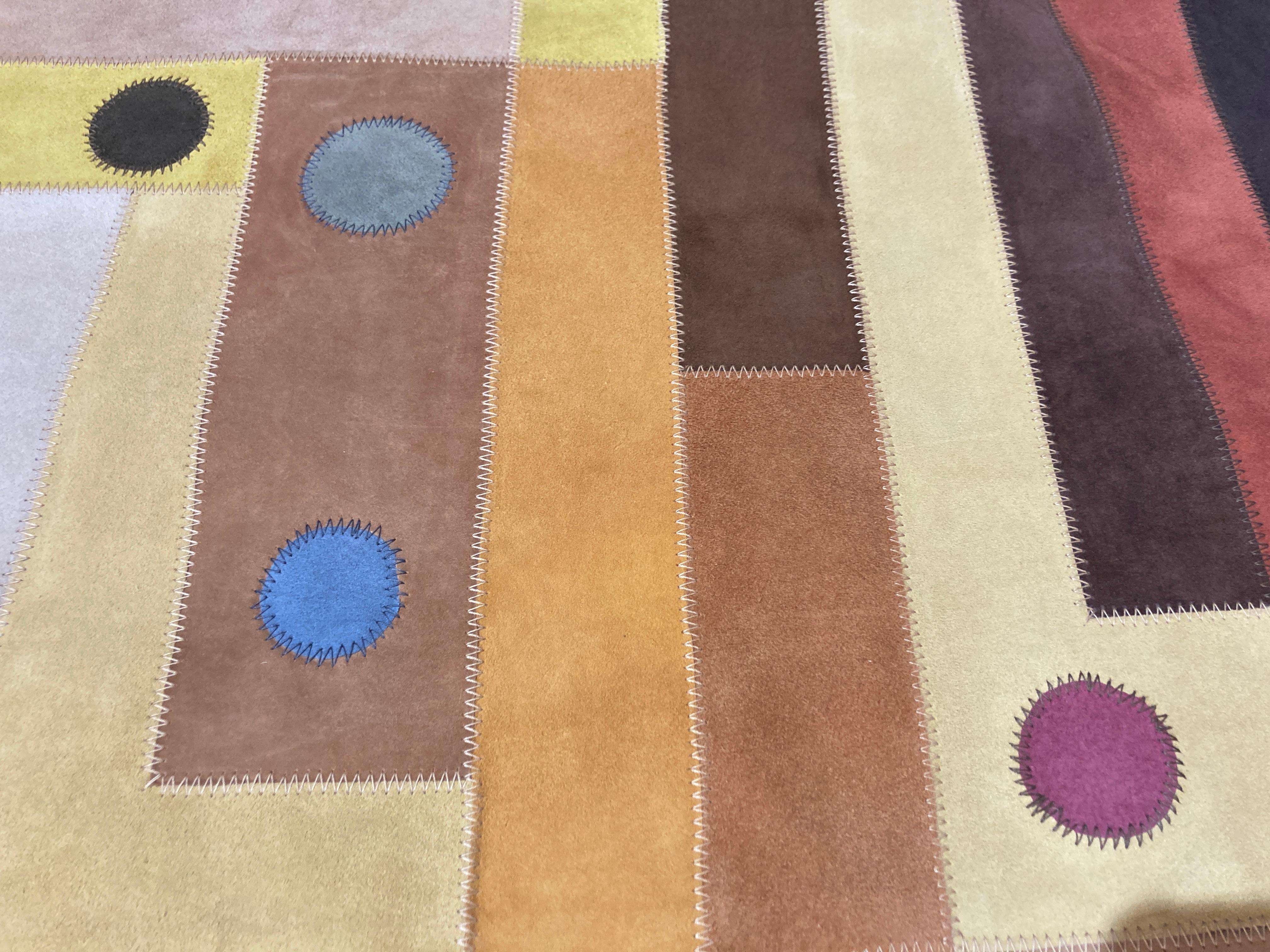 Late 20th Century 1970's marquetry of leather tapestry by Fabrice For Sale