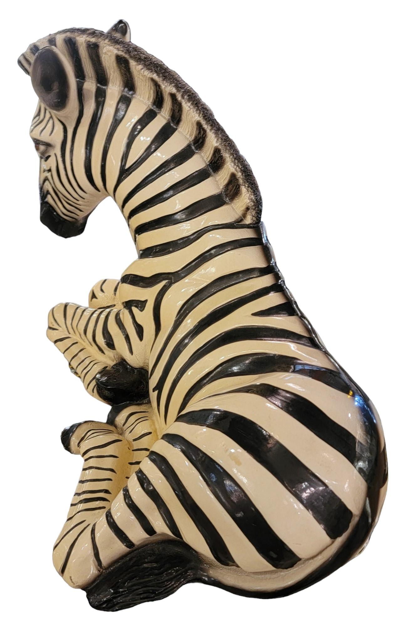 Mid-Century Modern 1970s Marwal Industries Baby Resin Zebra Sculpture For Sale