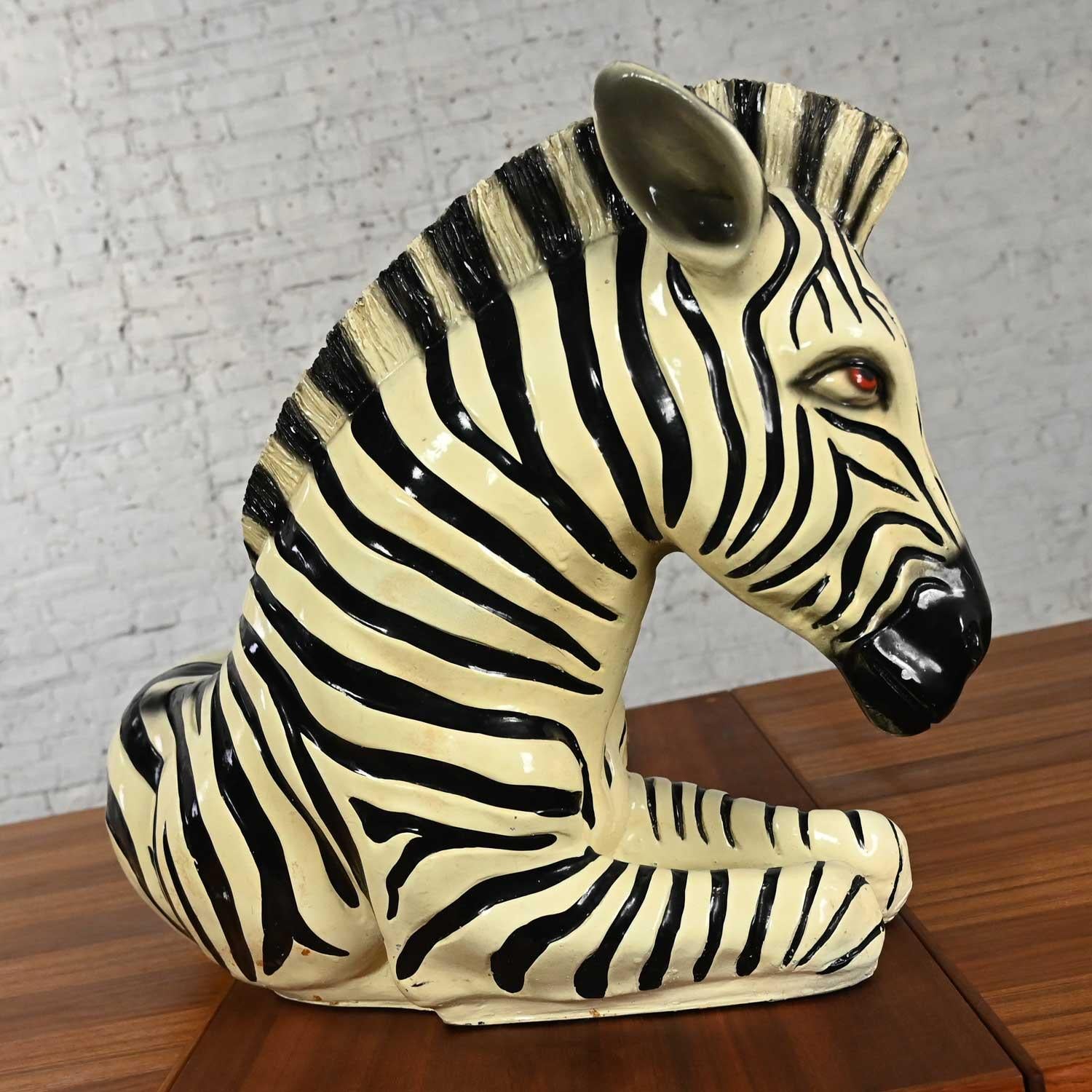 1970s Marwal Industries Large Scale Zebra Molded Resin Statue or Sculpture For Sale 1