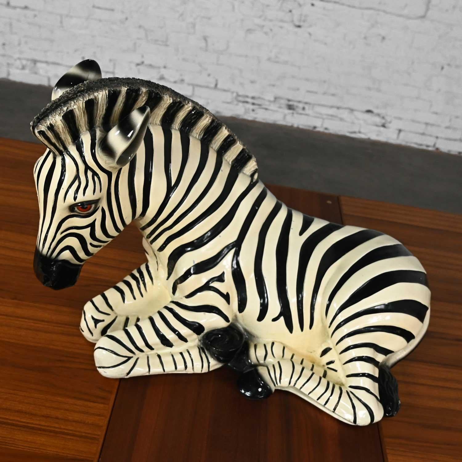 1970s Marwal Industries Large Scale Zebra Molded Resin Statue or Sculpture For Sale 2
