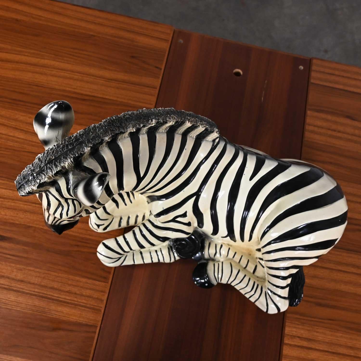1970s Marwal Industries Large Scale Zebra Molded Resin Statue or Sculpture For Sale 3