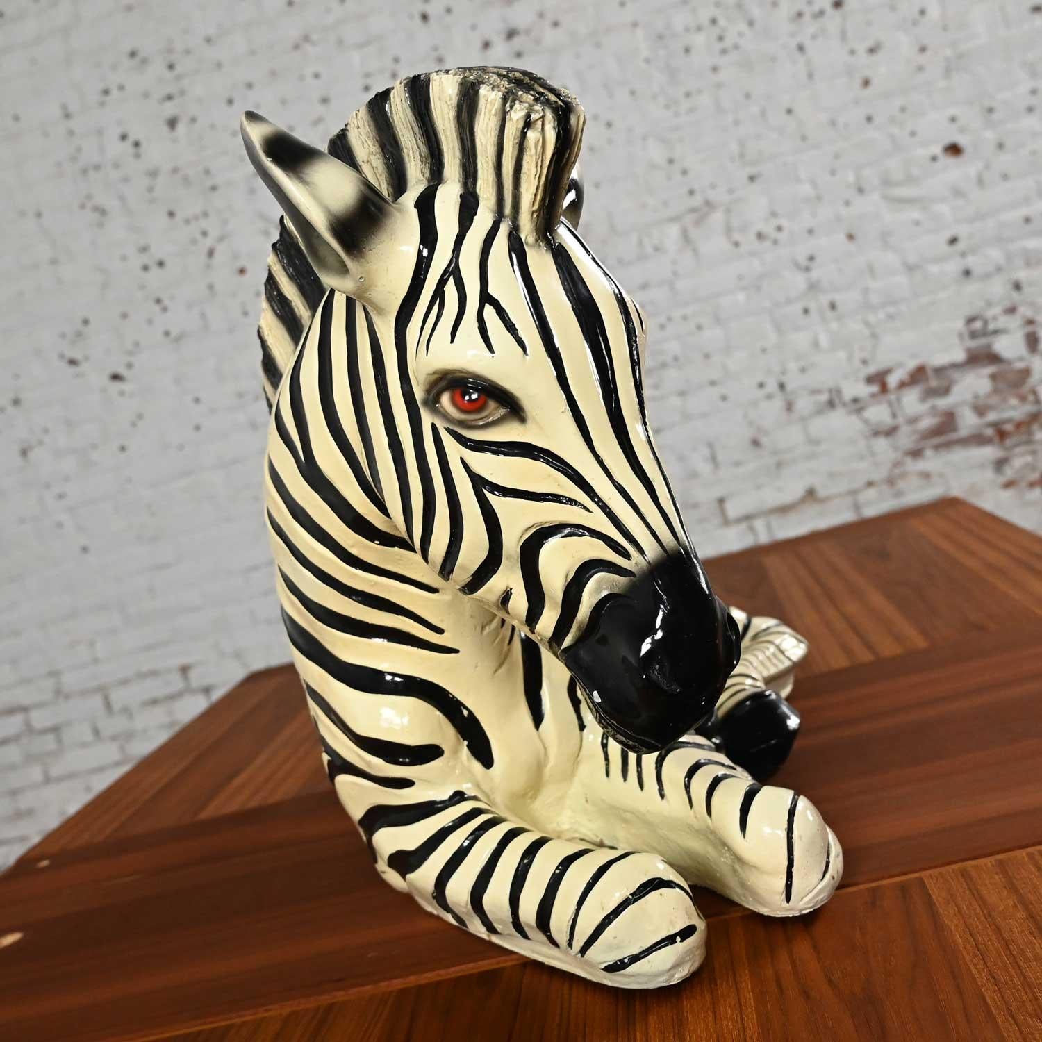 1970s Marwal Industries Large Scale Zebra Molded Resin Statue or Sculpture For Sale 4