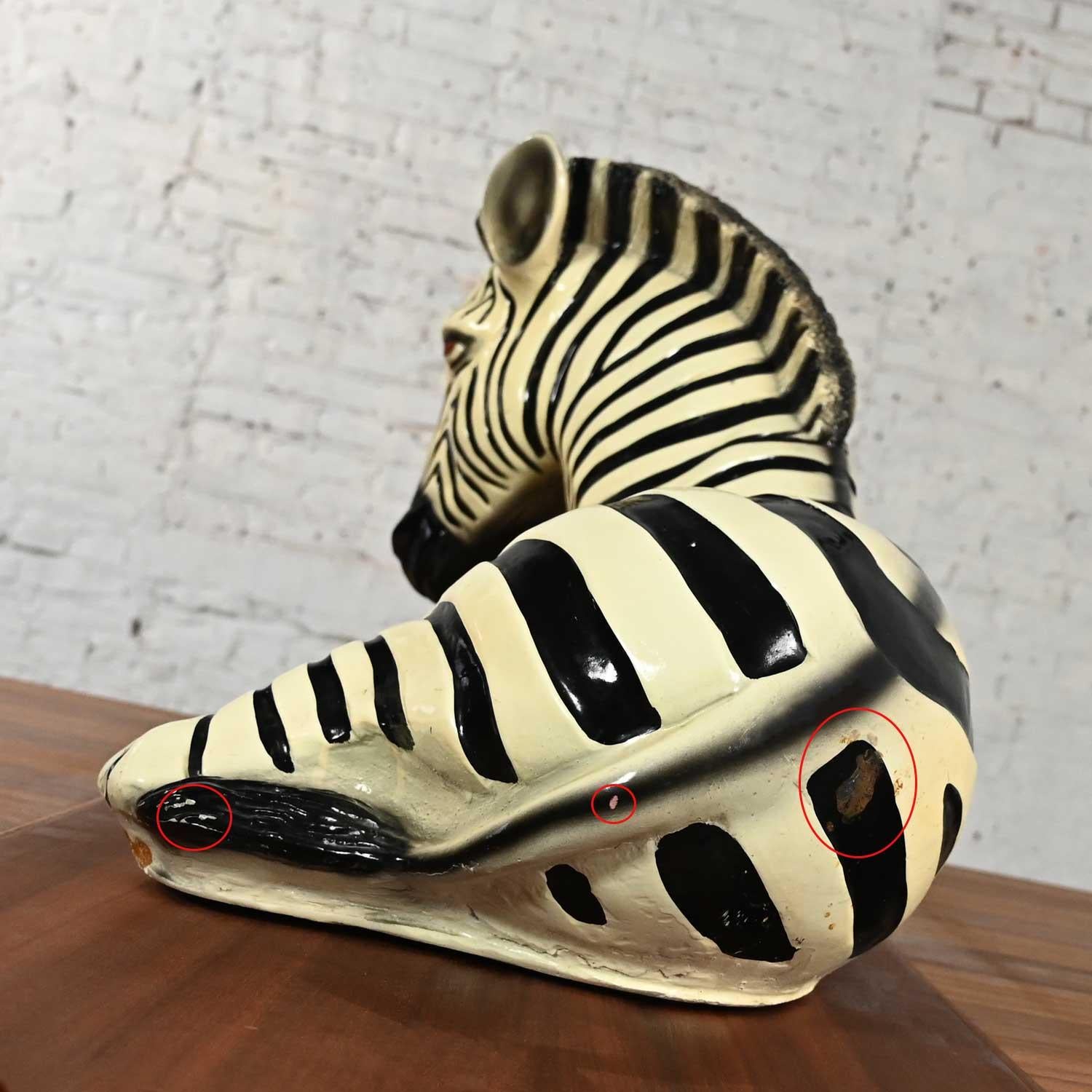 1970s Marwal Industries Large Scale Zebra Molded Resin Statue or Sculpture For Sale 6