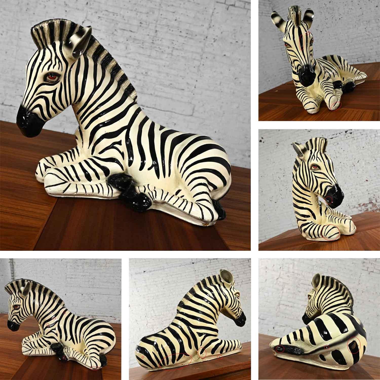 1970s Marwal Industries Large Scale Zebra Molded Resin Statue or Sculpture For Sale 9