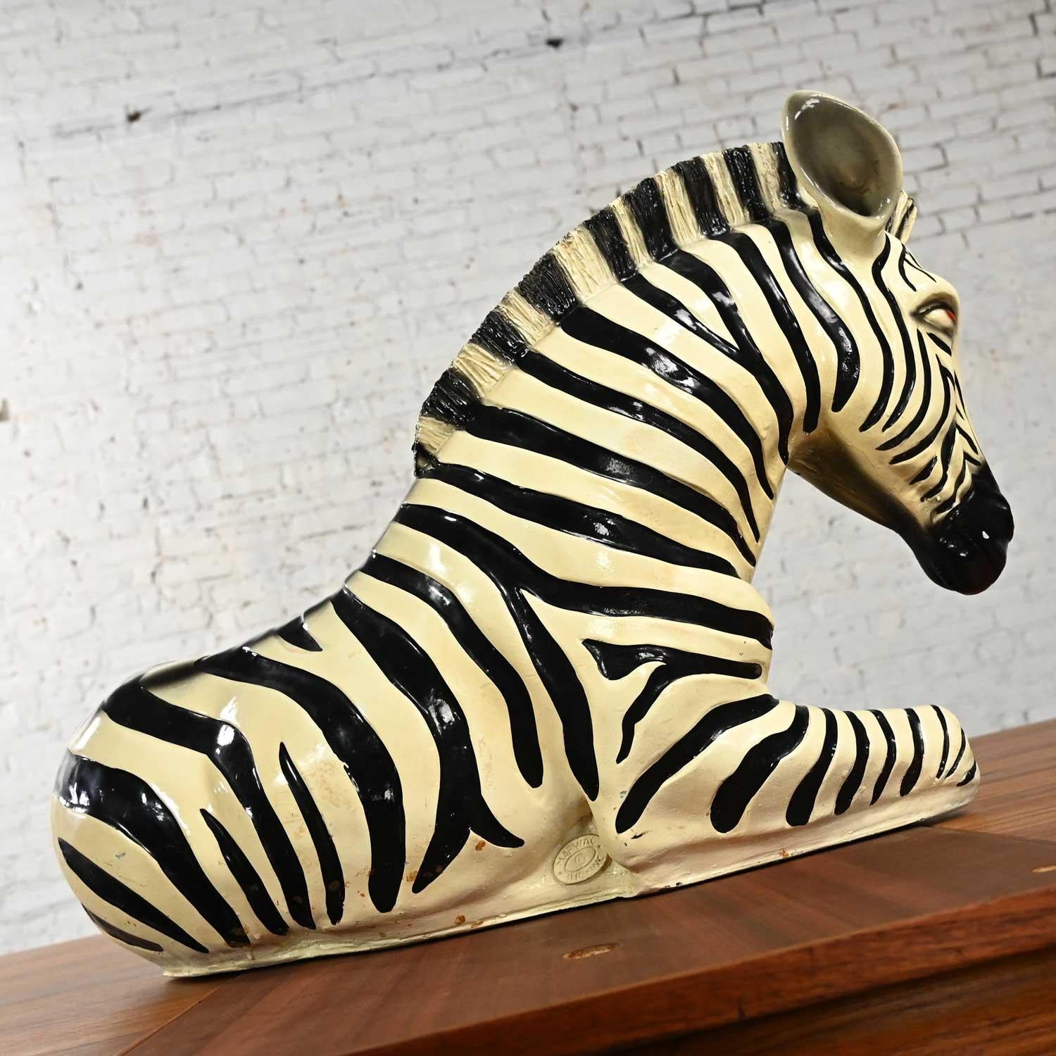 American 1970s Marwal Industries Large Scale Zebra Molded Resin Statue or Sculpture For Sale