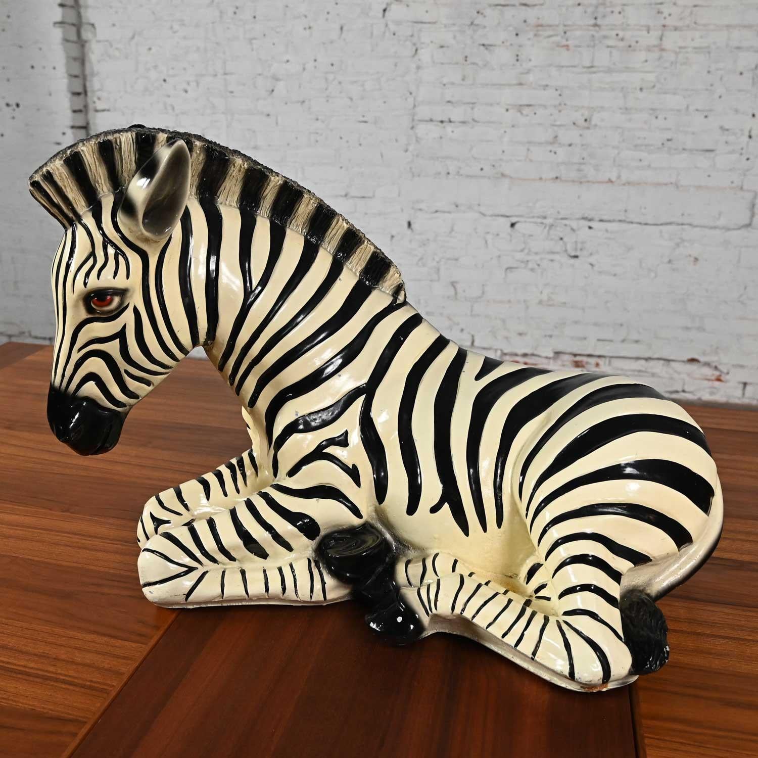 1970s Marwal Industries Large Scale Zebra Molded Resin Statue or Sculpture In Good Condition For Sale In Topeka, KS