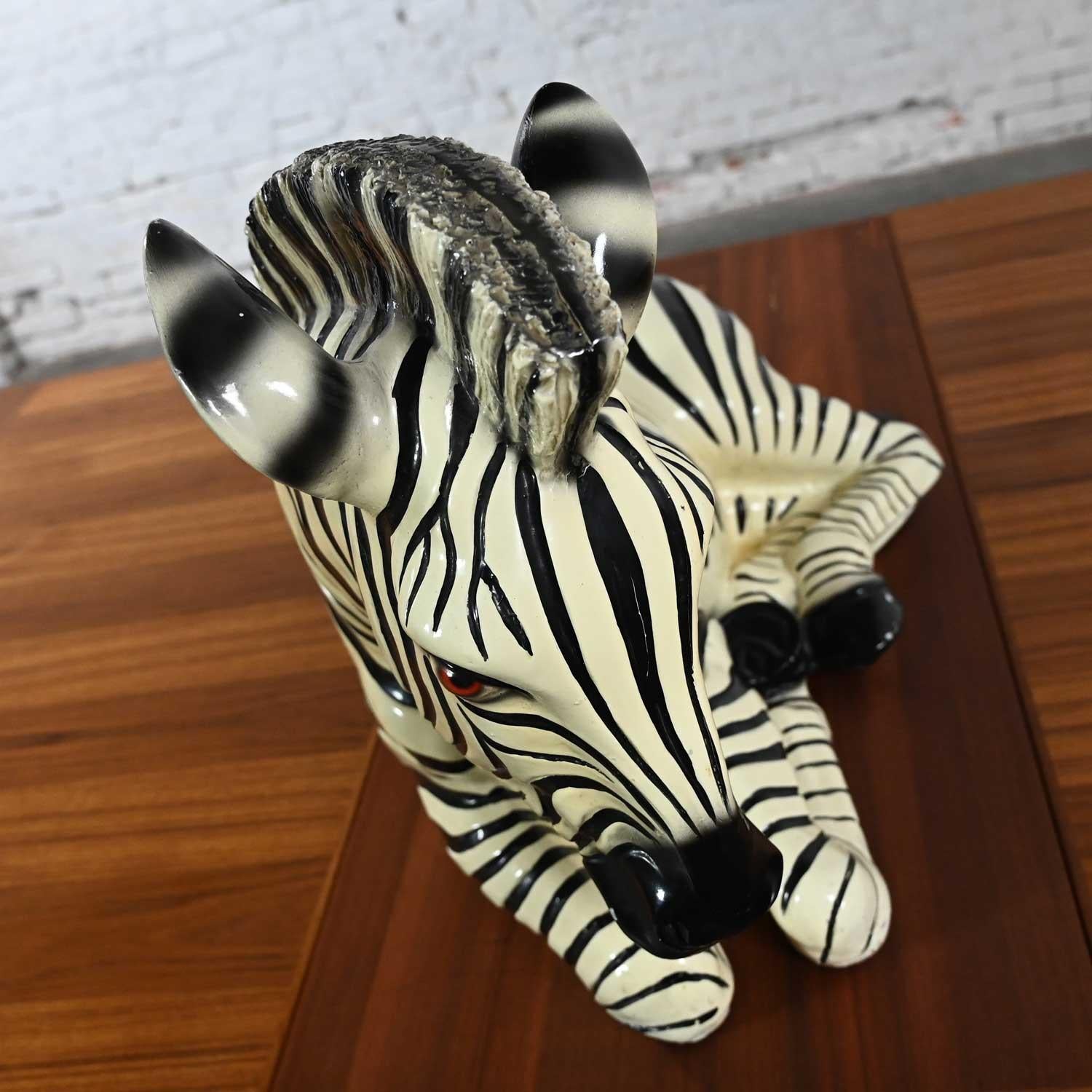 Late 20th Century 1970s Marwal Industries Large Scale Zebra Molded Resin Statue or Sculpture For Sale