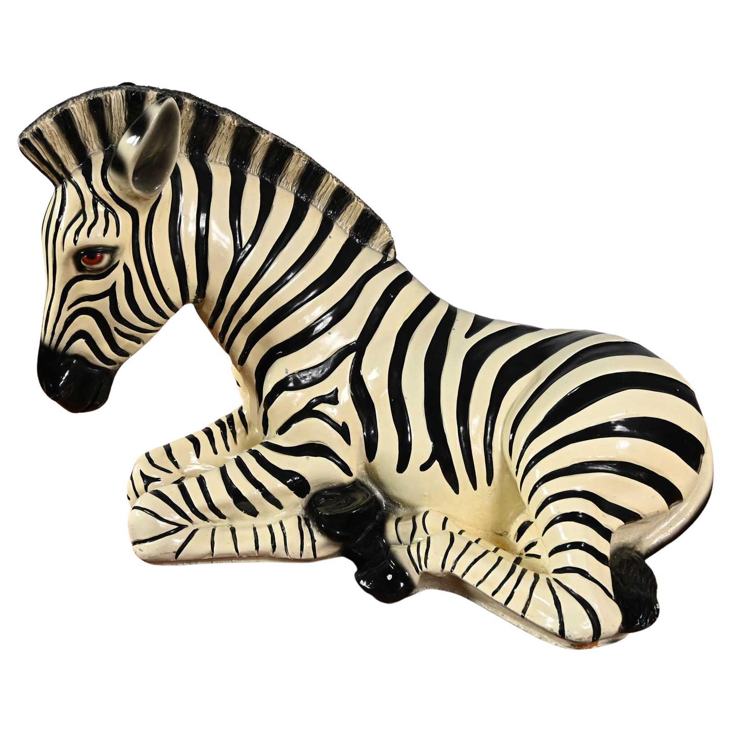 1970s Marwal Industries Large Scale Zebra Molded Resin Statue or Sculpture For Sale