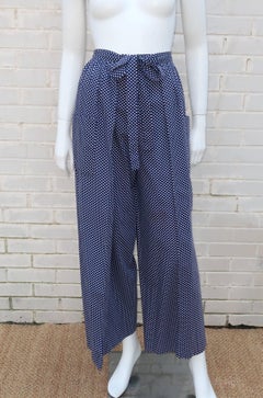 1970's Mary Ann Restivo Polka Dot Palazzo Wrap Pants