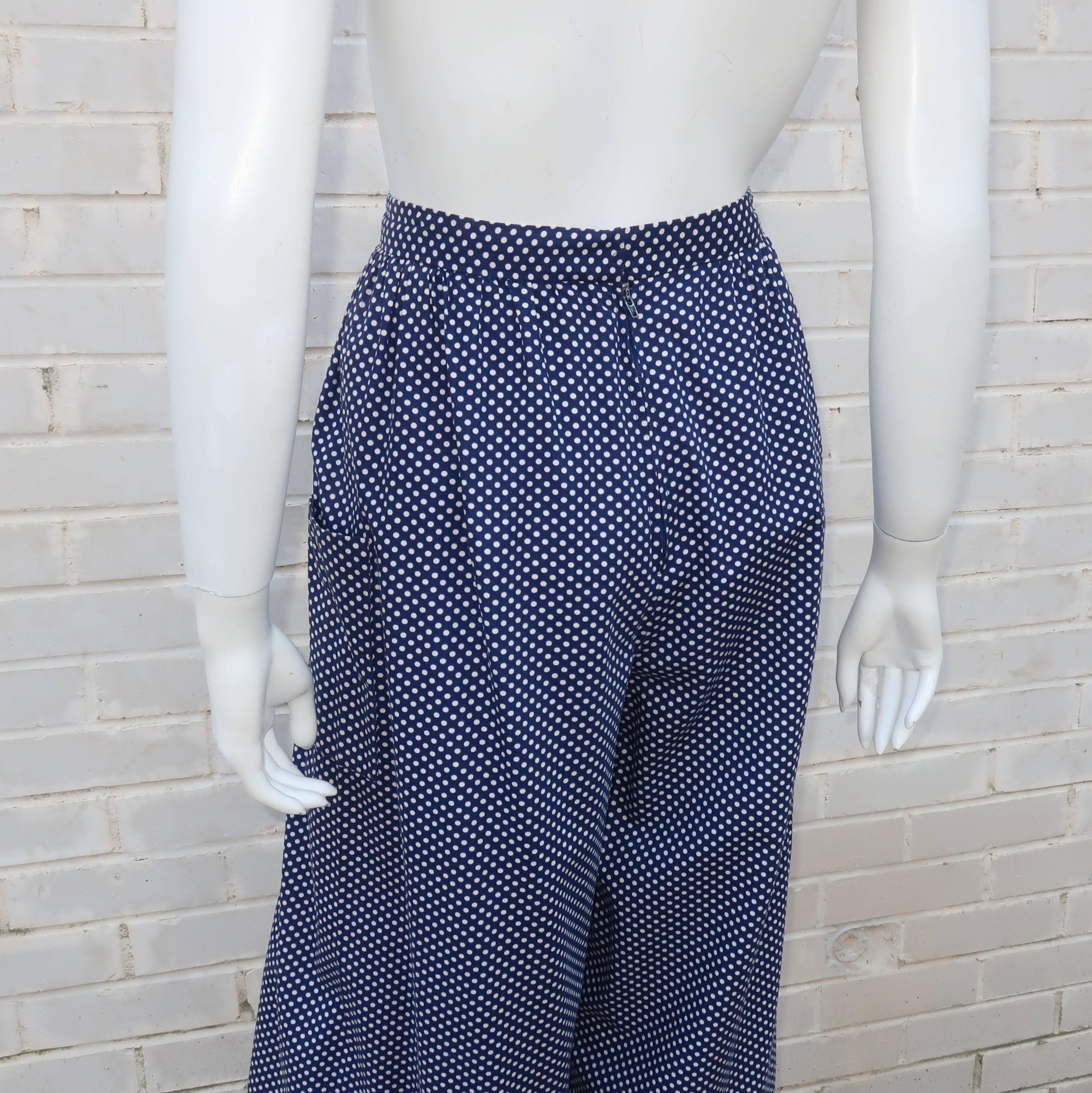 1970's Mary Ann Restivo Polka Dot Palazzo Wrap Pants 4