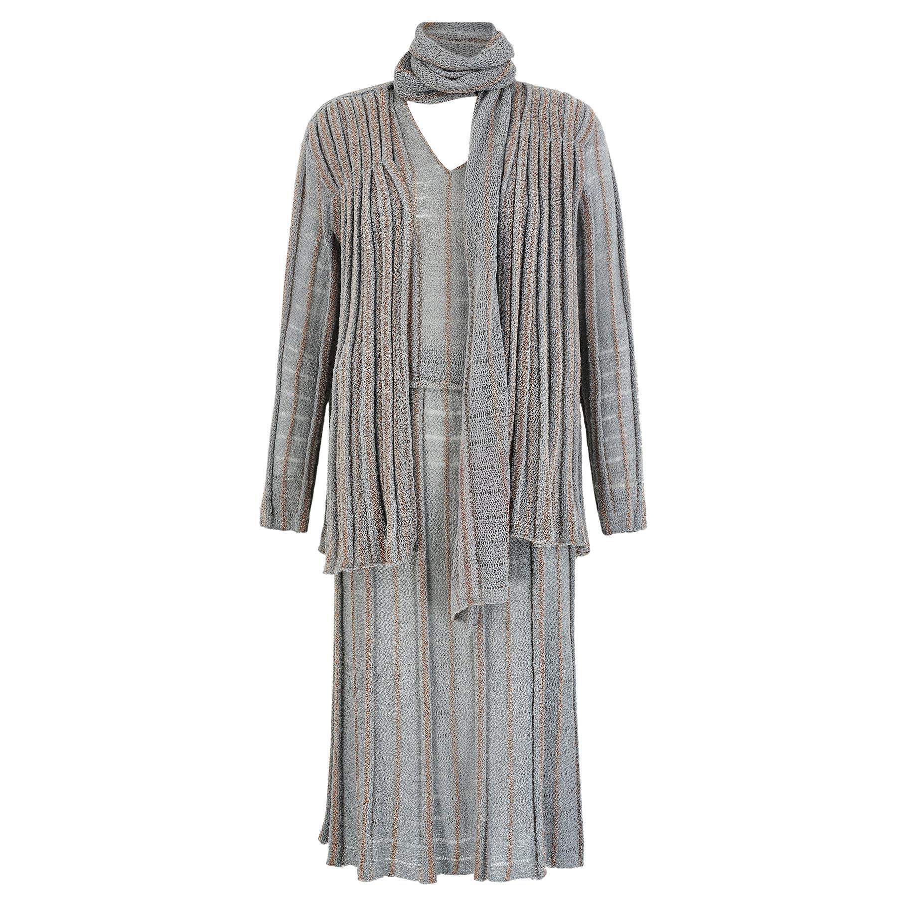 1970s Mary Farrin Four Piece Knitted Skirt Suit For Sale