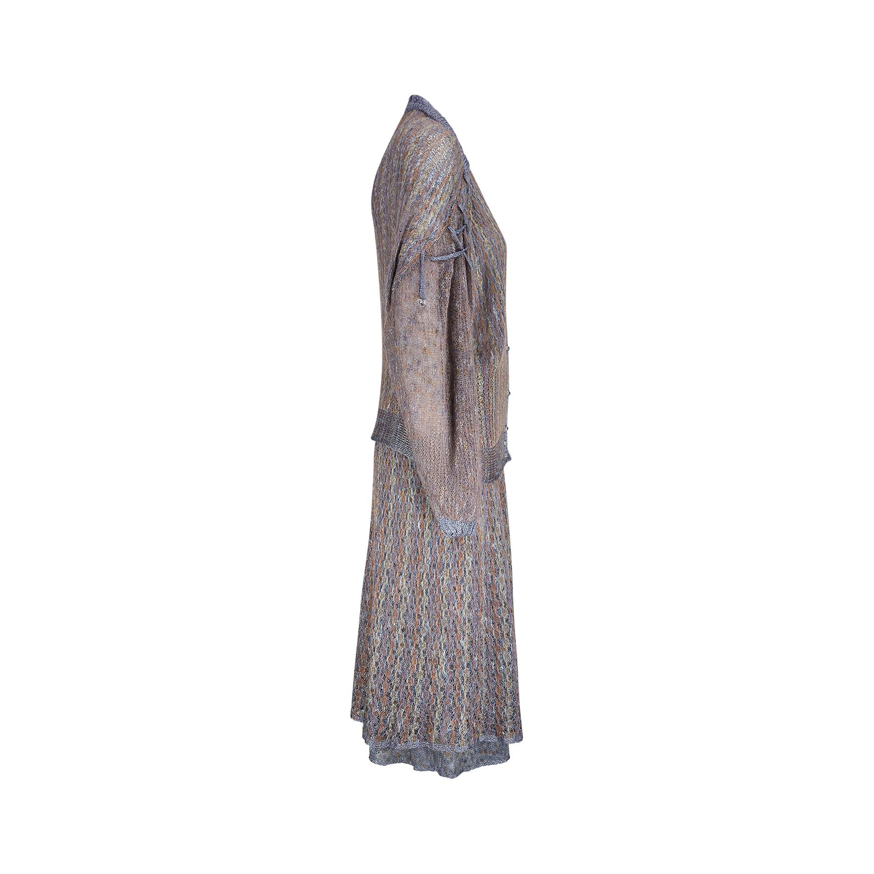 Women's 1970s Mary Farrin Mauve Woollen Skirt and Cardigan Set For Sale