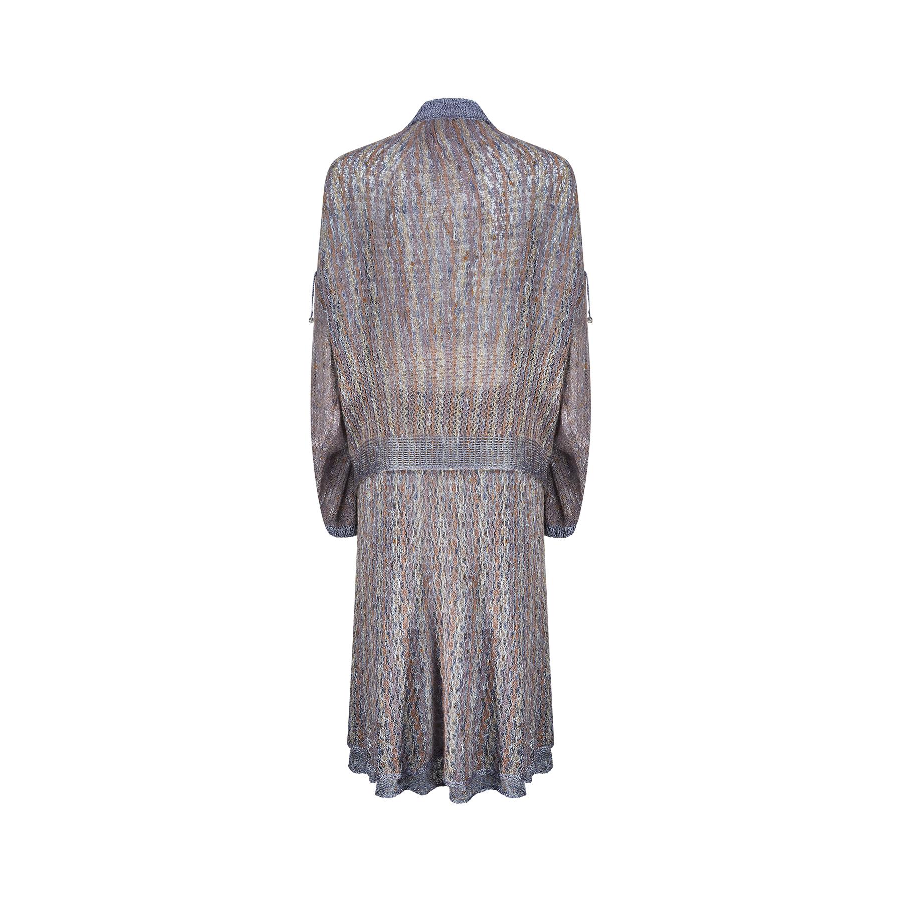 1970s Mary Farrin Mauve Woollen Skirt and Cardigan Set For Sale 1