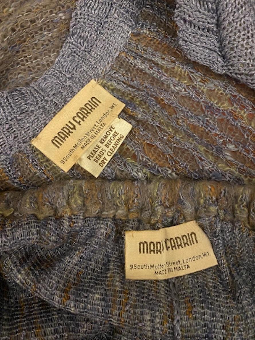 1970s Mary Farrin Mauve Woollen Skirt and Cardigan Set For Sale 3
