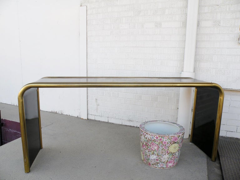 1970s Mastercraft Bernhard Rohne Etched Brass Console Table at 1stDibs