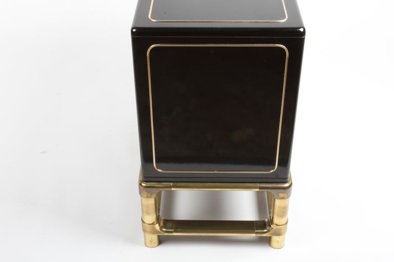 1970s Mastercraft Black Lacquer & Brass Chest of Drawers or Dresser For Sale 7