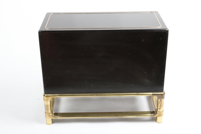 1970s Mastercraft Black Lacquer & Brass Chest of Drawers or Dresser For Sale 8
