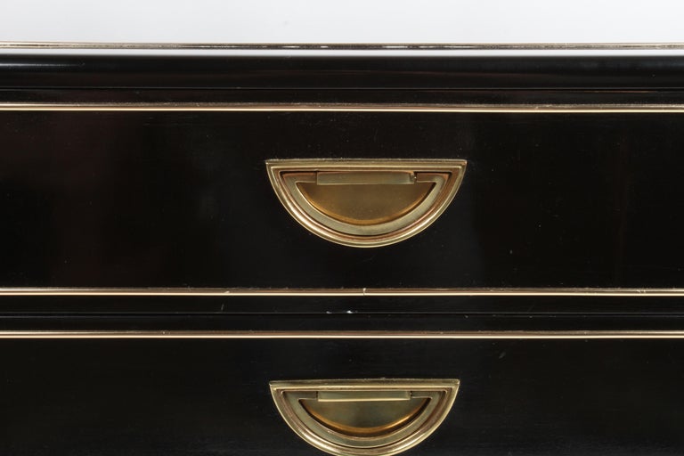 American 1970s Mastercraft Black Lacquer & Brass Chest of Drawers or Dresser For Sale