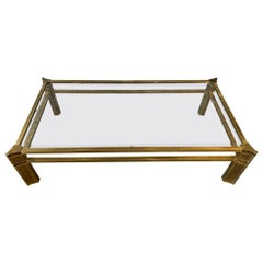 1970s Mastercraft Brass and Beveled Glass Coffee Table