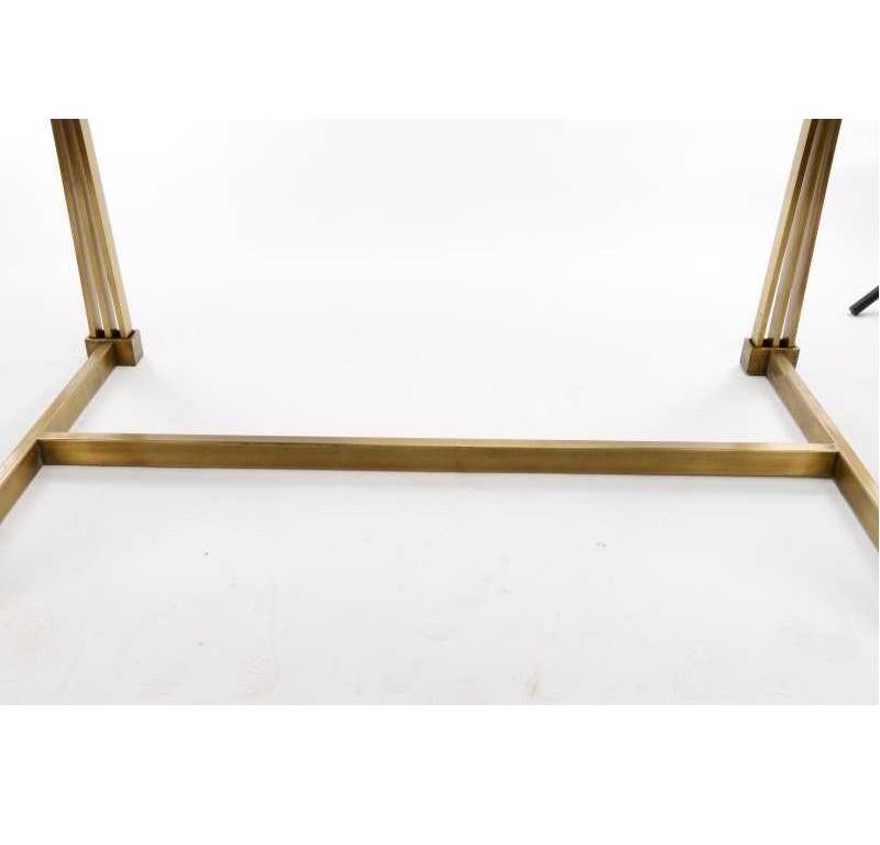 American 1970s Mastercraft Brass and Glass Dining Table For Sale