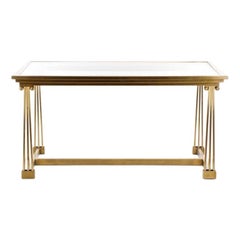 Retro 1970s Mastercraft Brass and Glass Dining Table