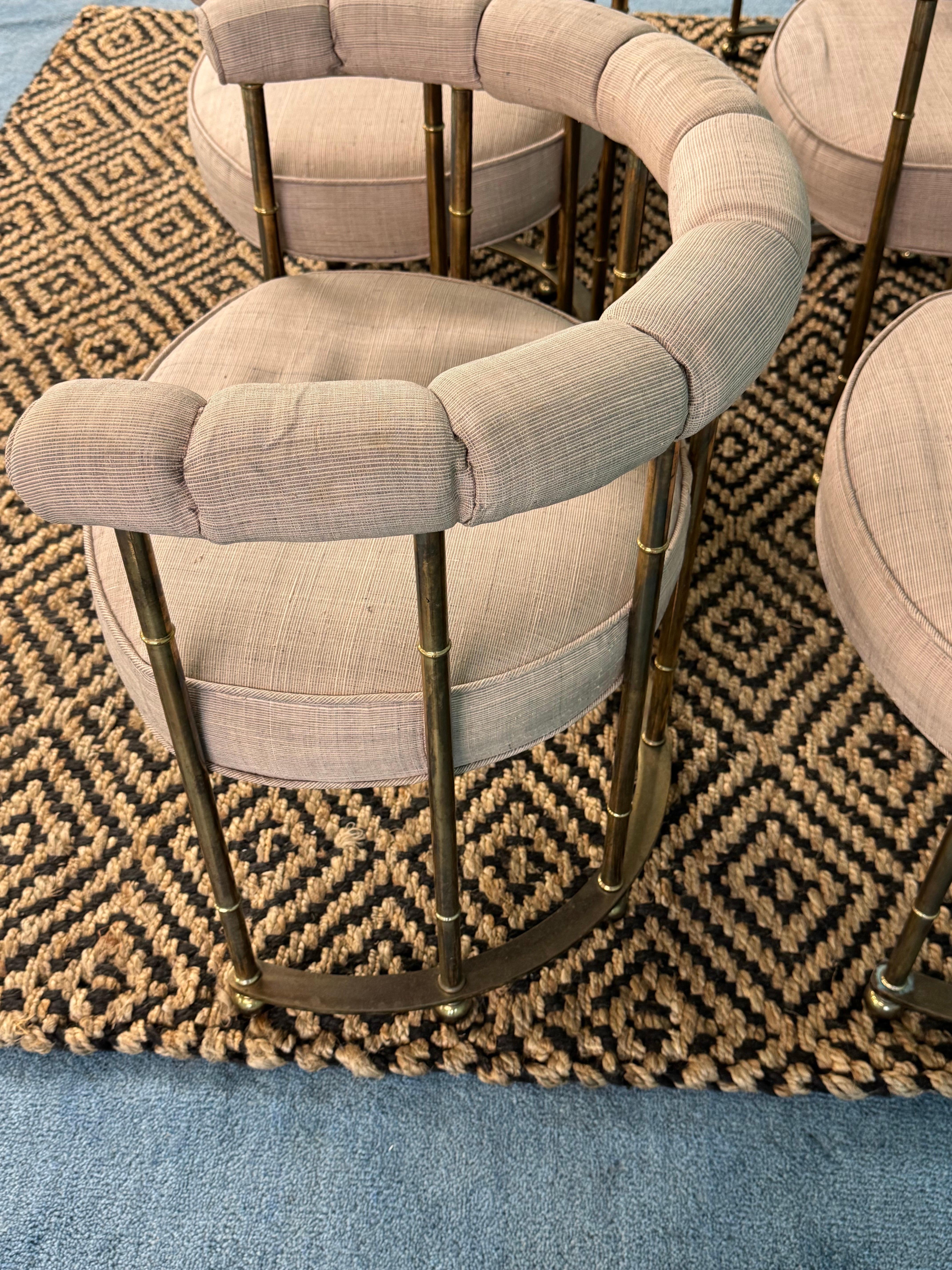 1970s Mastercraft Brass Barrel Back Dining Chairs, Set of 6 For Sale 6