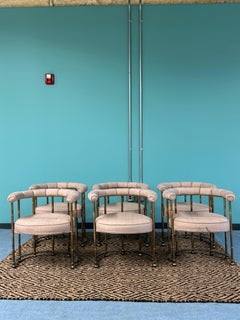 1970s Mastercraft Brass Barrel Back Dining Chairs, Set of 6