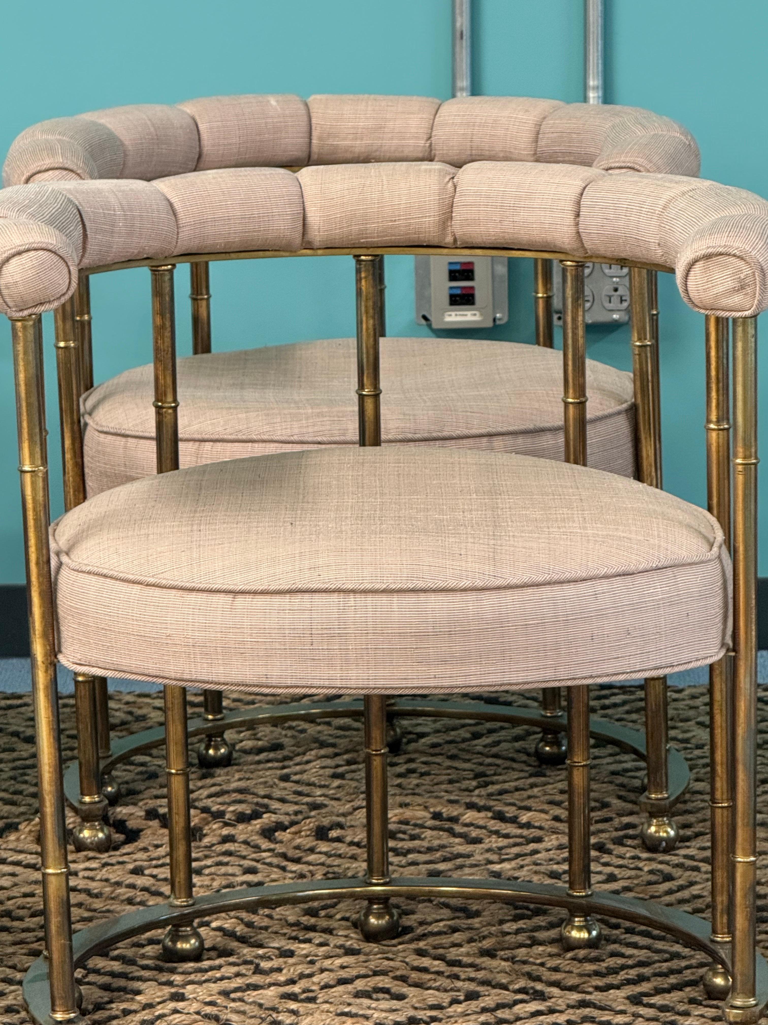 1970s Mastercraft Brass Barrel Back Dining Chairs, Set of 6 For Sale 2
