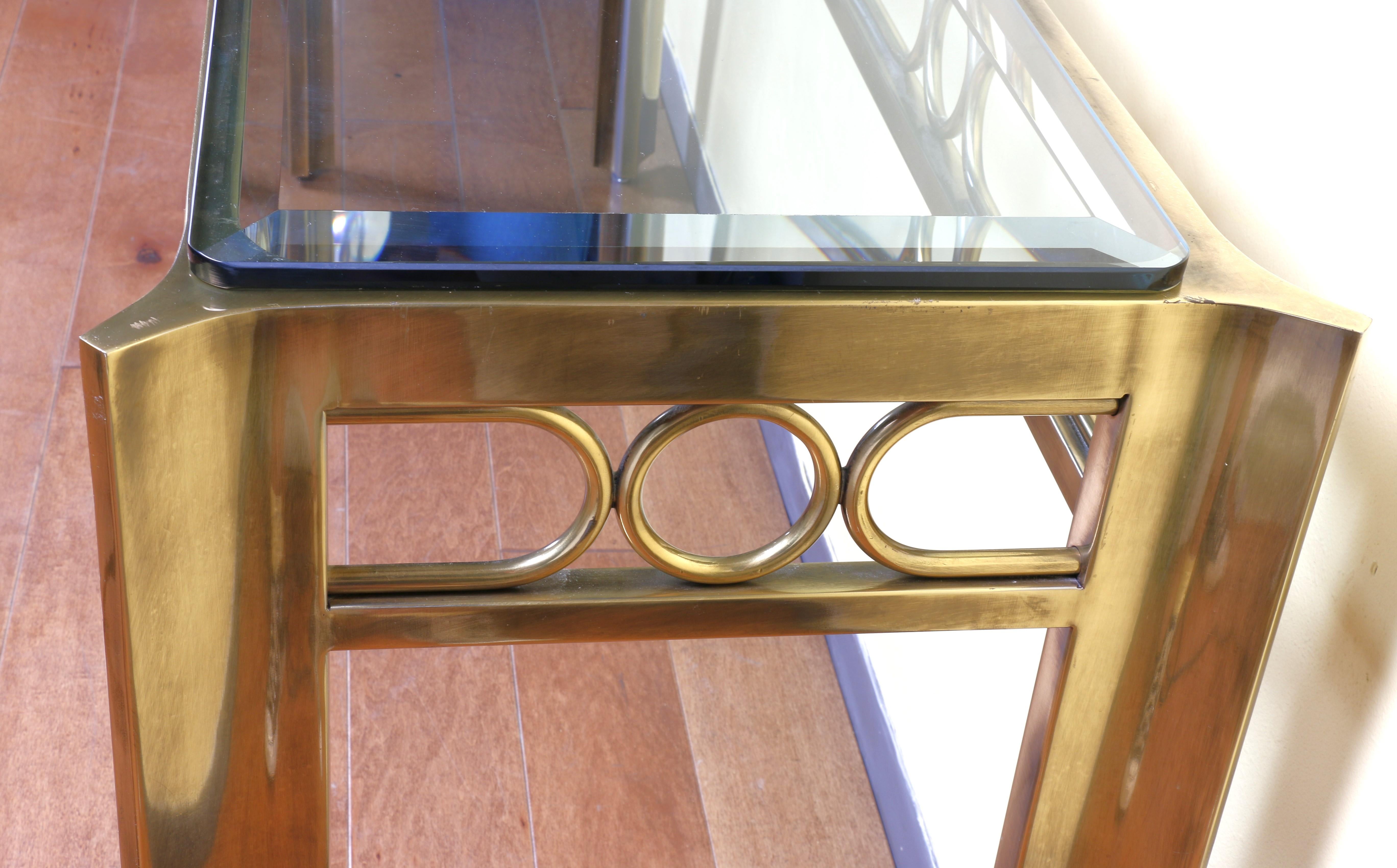 1970's Mastercraft Brass Console Table at 1stDibs