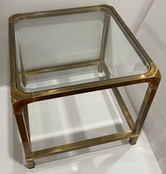 1970s Mastercraft Brass & Glass Side Table, Modern Design
