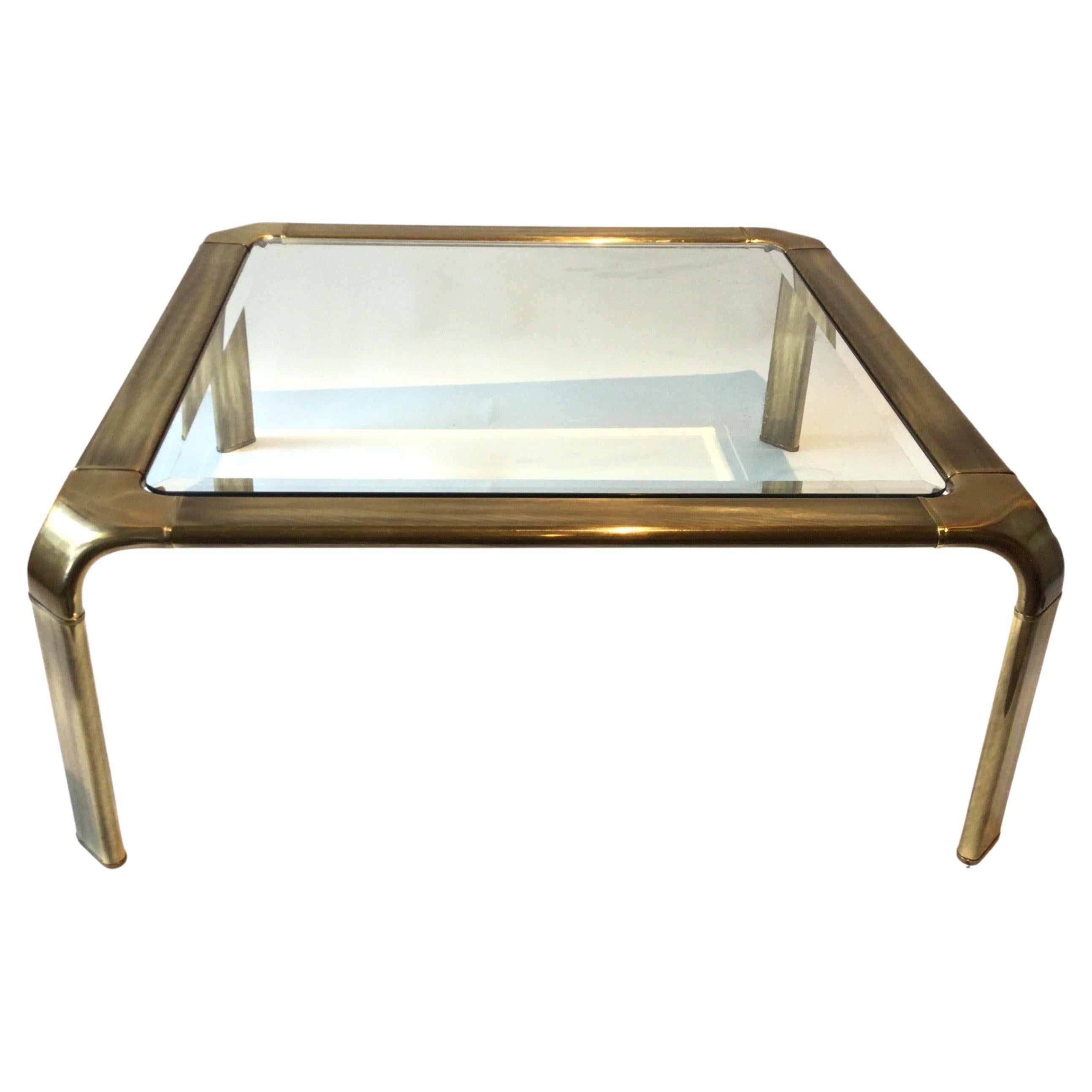 1970s Mastercraft Brass Square Coffee Table