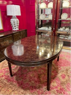 1970s Mastercraft Dining Table in Burled Amboyna and Inlaid Brass Trim