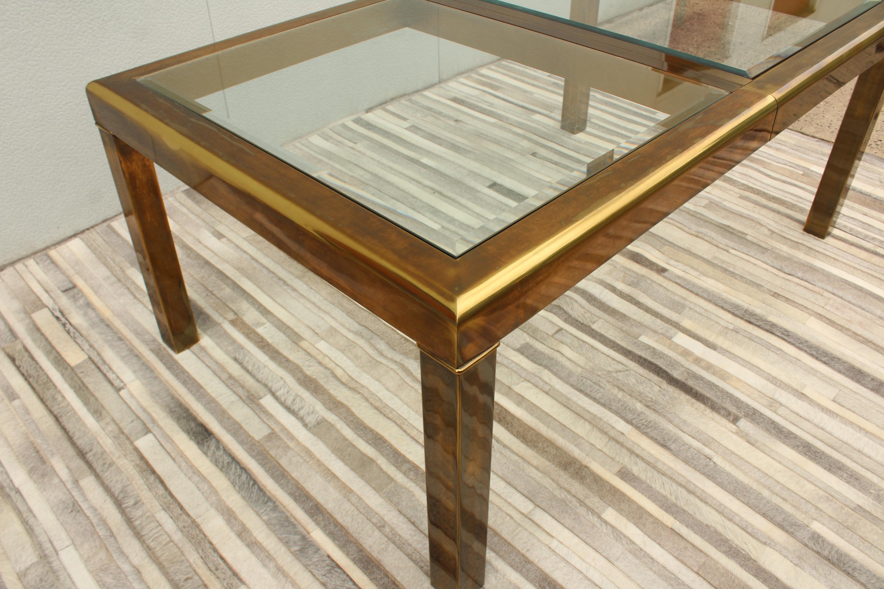 1970's Mastercraft Patinated Brass Dining Table 6
