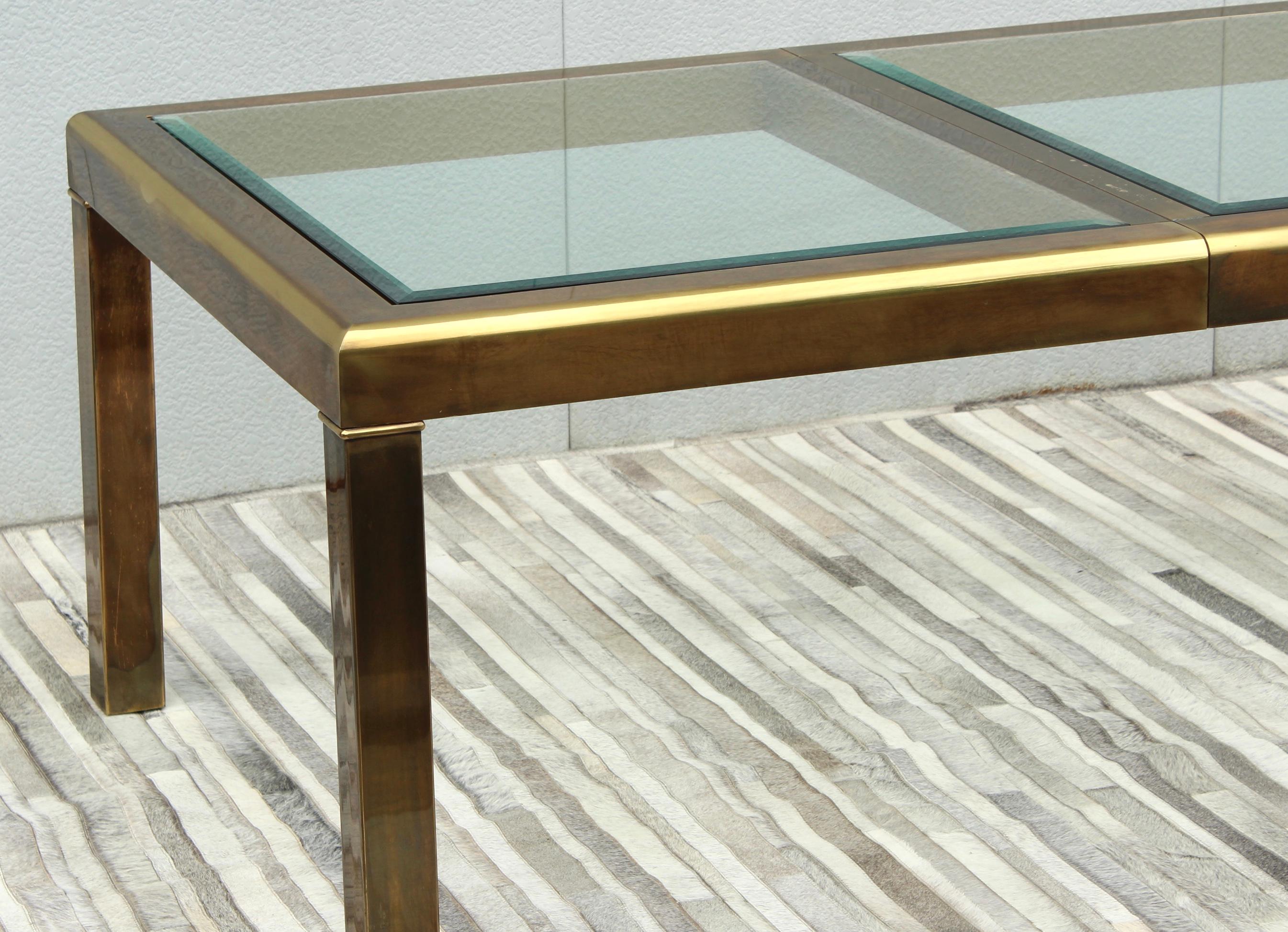 1970's Mastercraft Patinated Brass Dining Table In Good Condition In New York, NY