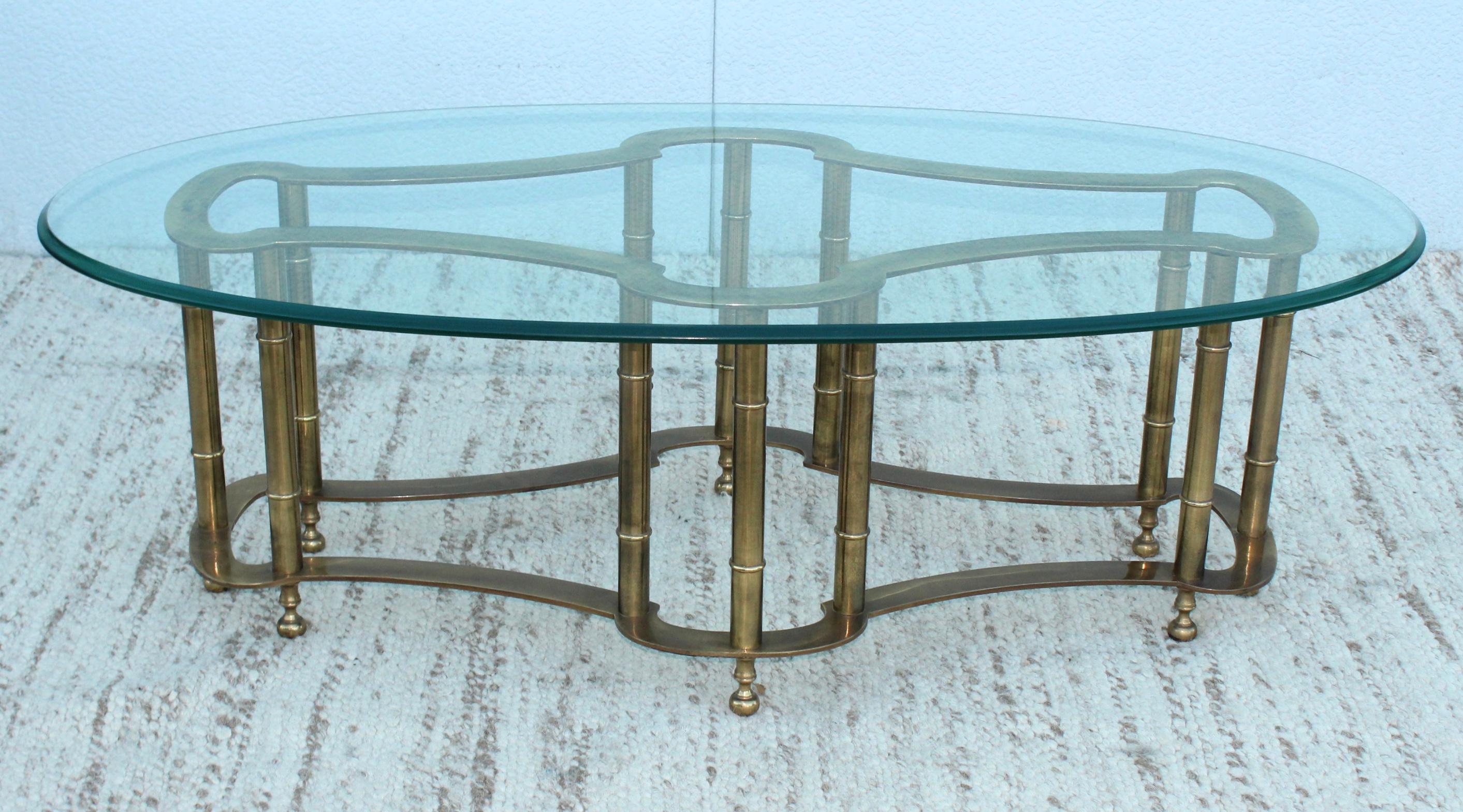 Mid-Century Modern 1970's Mastercraft Racetrack Brass Coffee Table