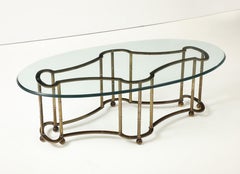 1970's Mastercraft Racetrack Brass Oval Coffee Table