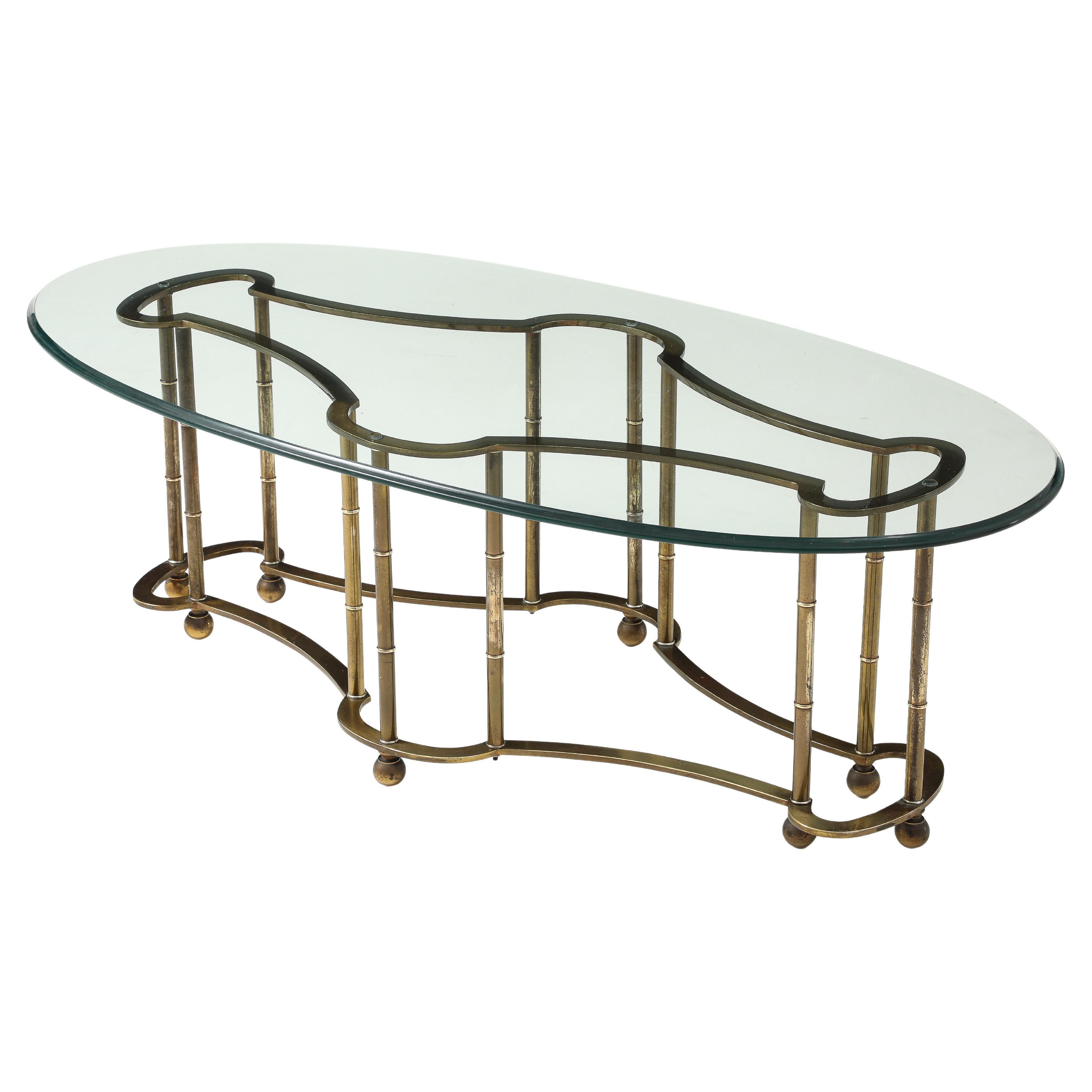 Mastercraft Racetrack-Couchtisch aus Messing, 1970er Jahre