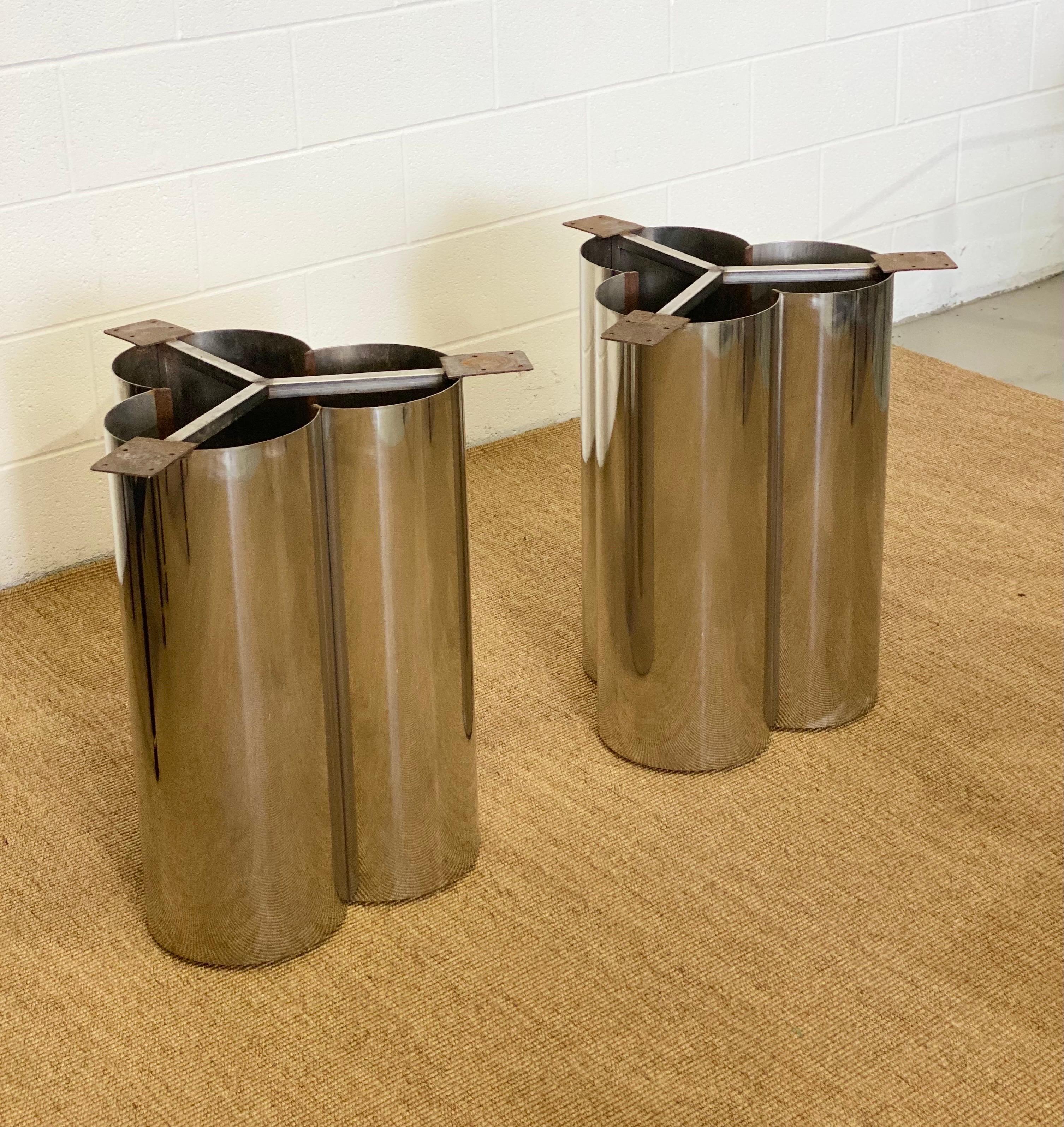 1970s Mastercraft Stainless Steel Table Pedestals – a Pair For Sale 1
