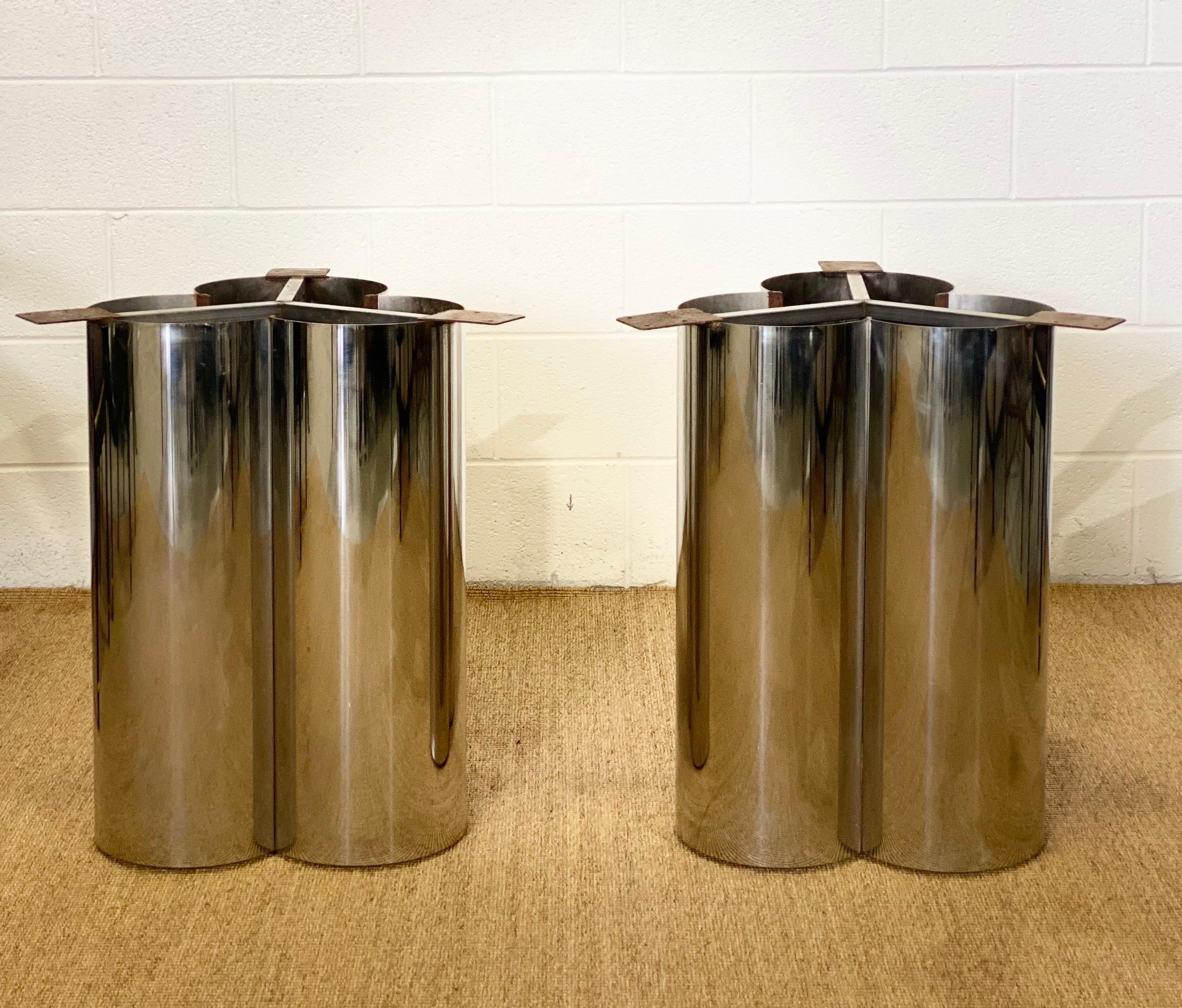 1970s Mastercraft Stainless Steel Table Pedestals – a Pair For Sale 2