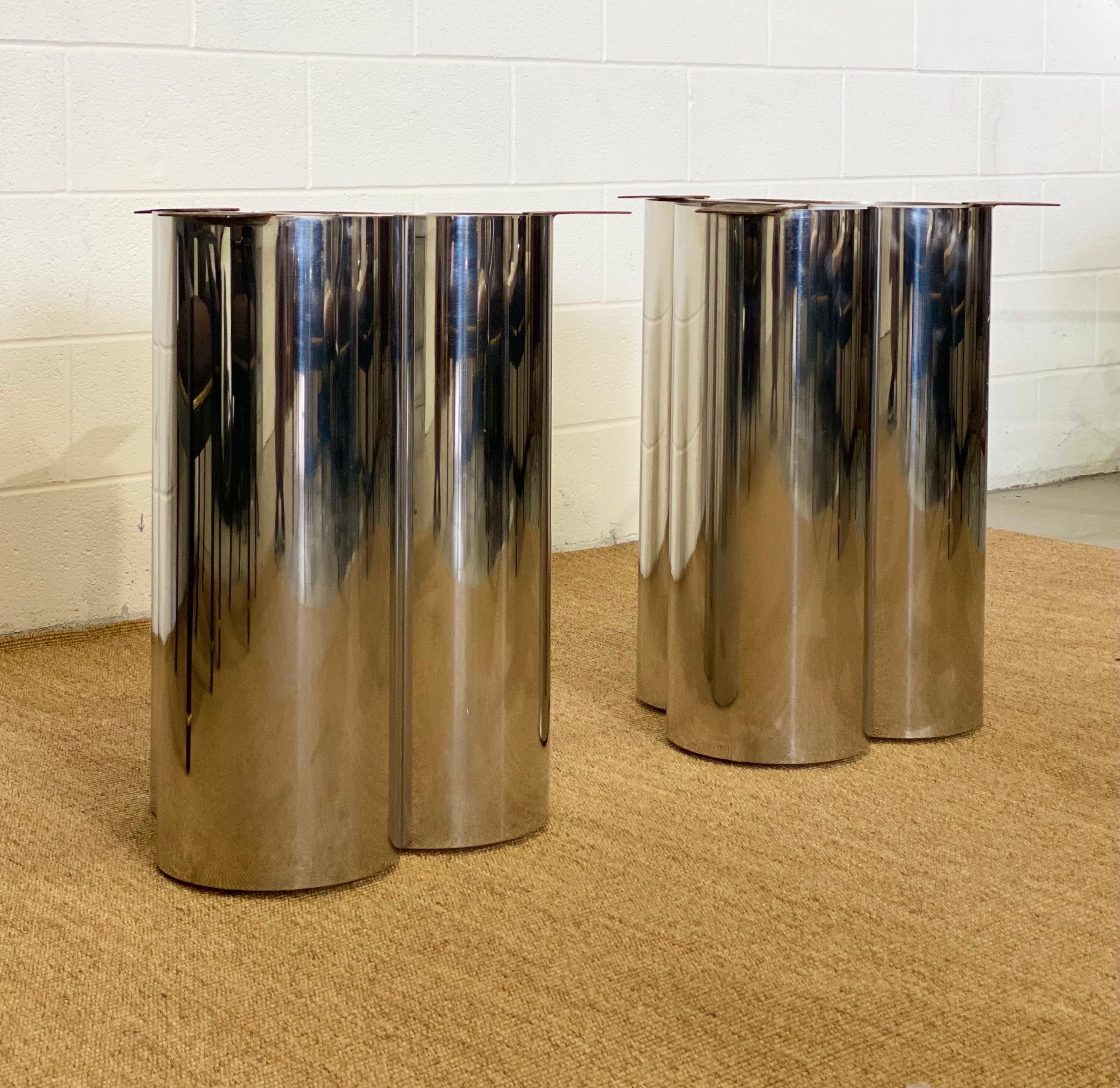 1970s Mastercraft Stainless Steel Table Pedestals – a Pair For Sale 3