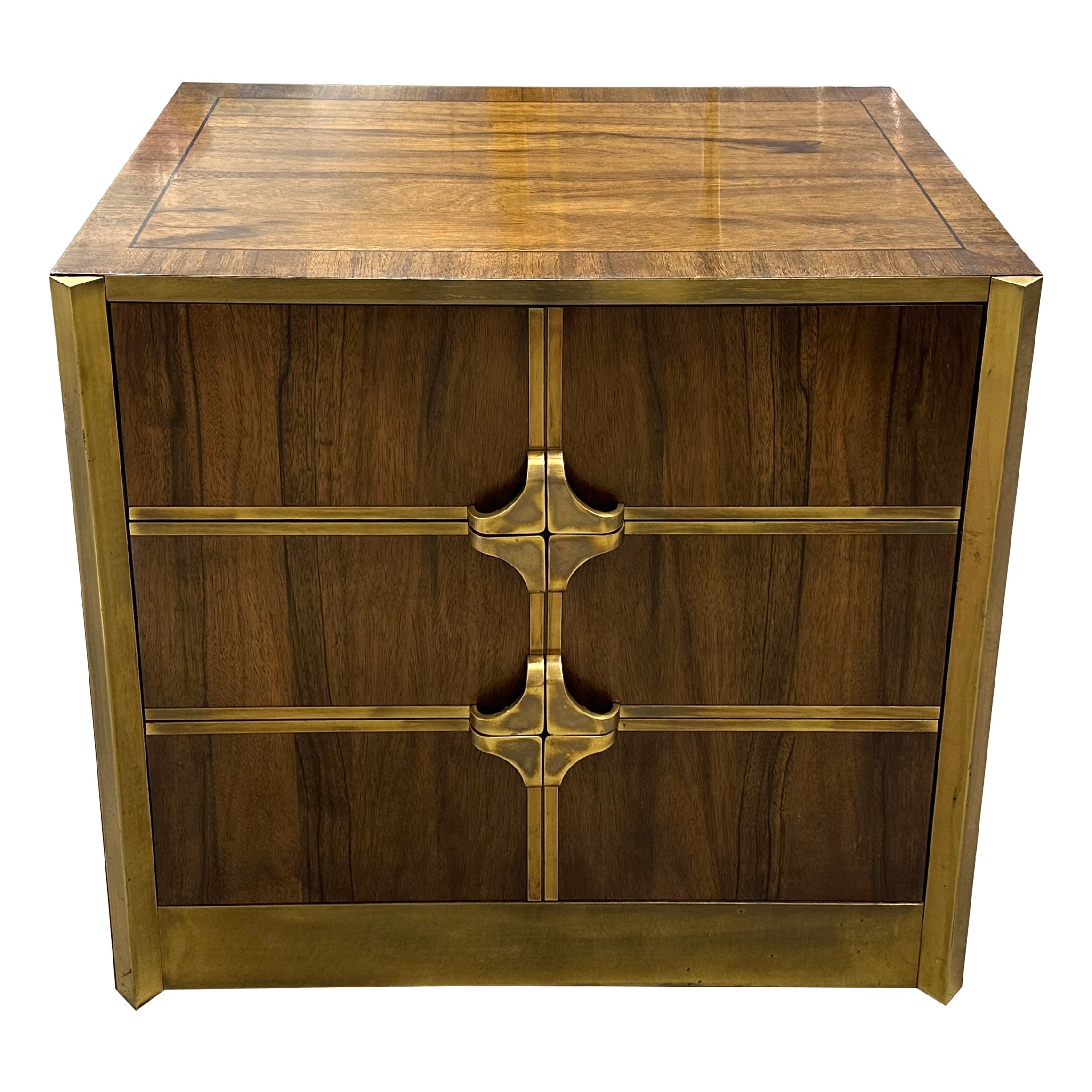 1970’s Mastercraft Walnut and Brass Chest of Drawers