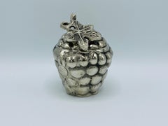 1970s Mauro Manetti Style Silvered Metal Sculptural Grape Cluster Box