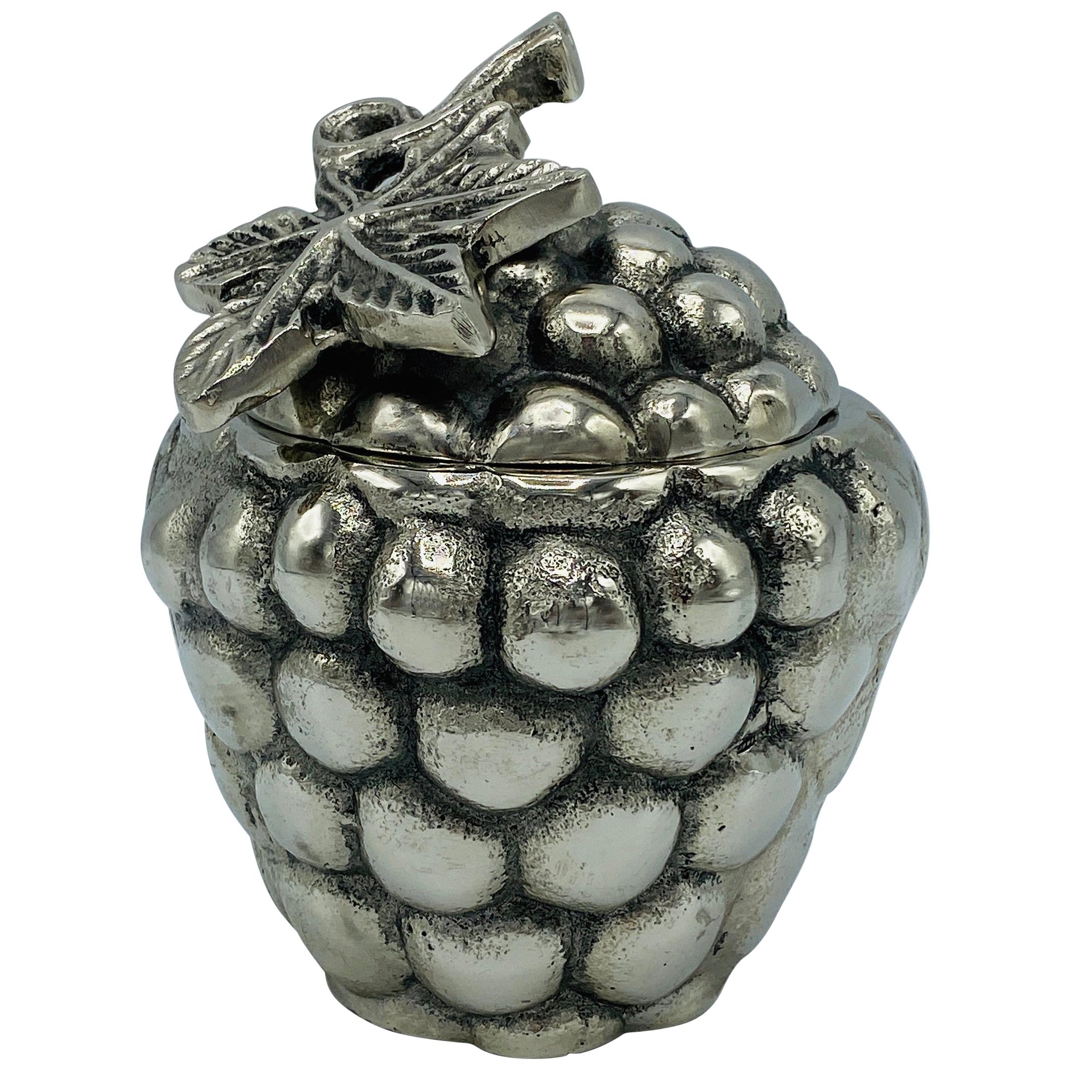 1970s Mauro Manetti Style Silvered Metal Sculptural Grape Cluster Box For Sale
