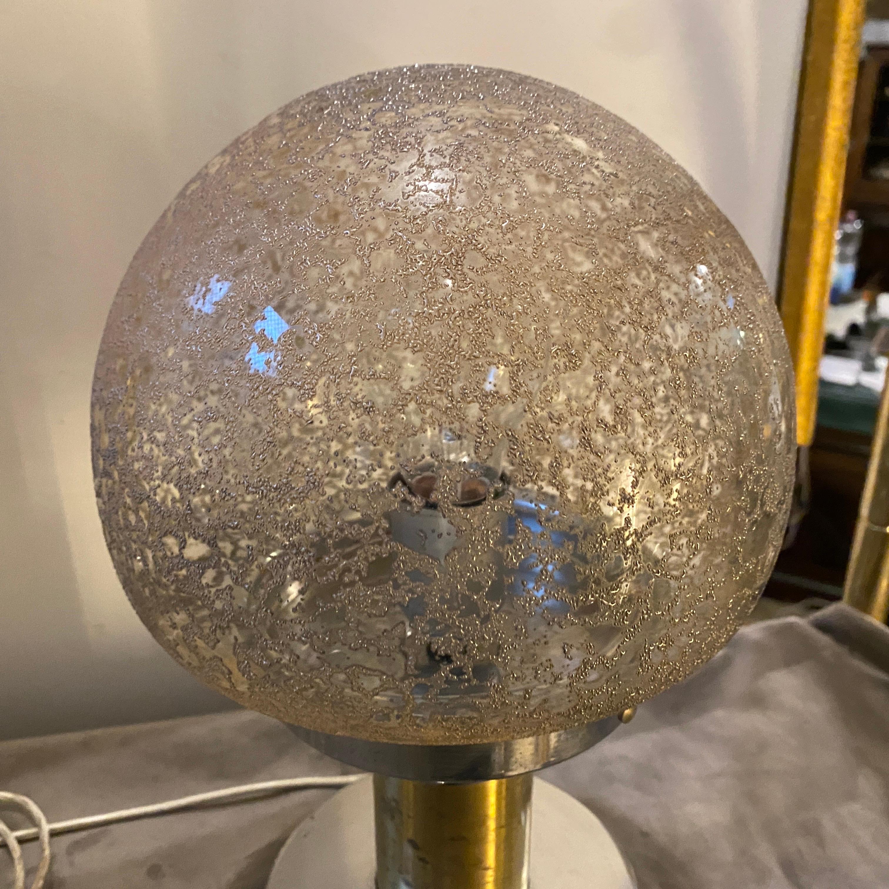 20th Century 1970s Mazzega Attributed Space Age Metal and Glass Italian Table Lamp For Sale