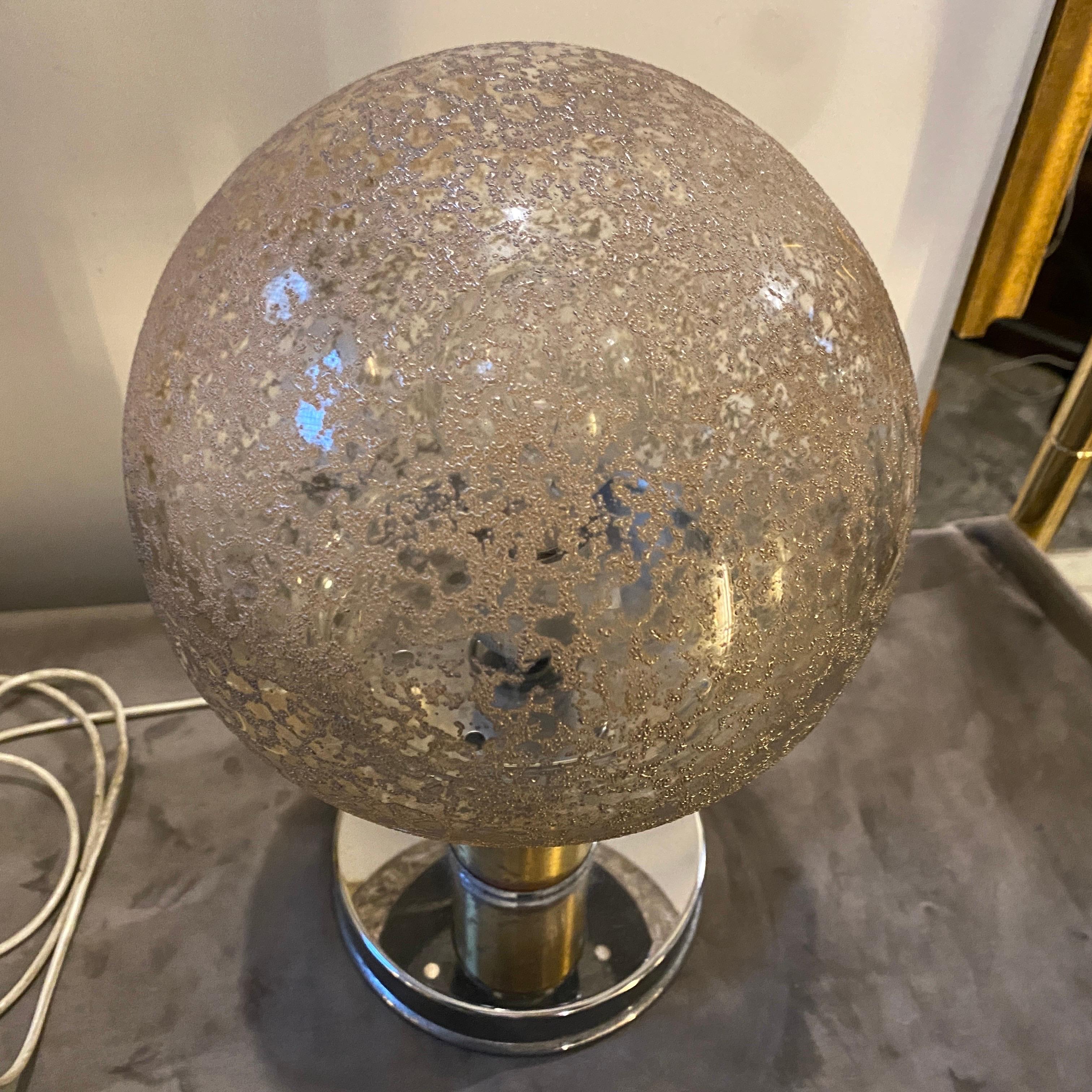 1970s Mazzega Attributed Space Age Metal and Glass Italian Table Lamp For Sale 2