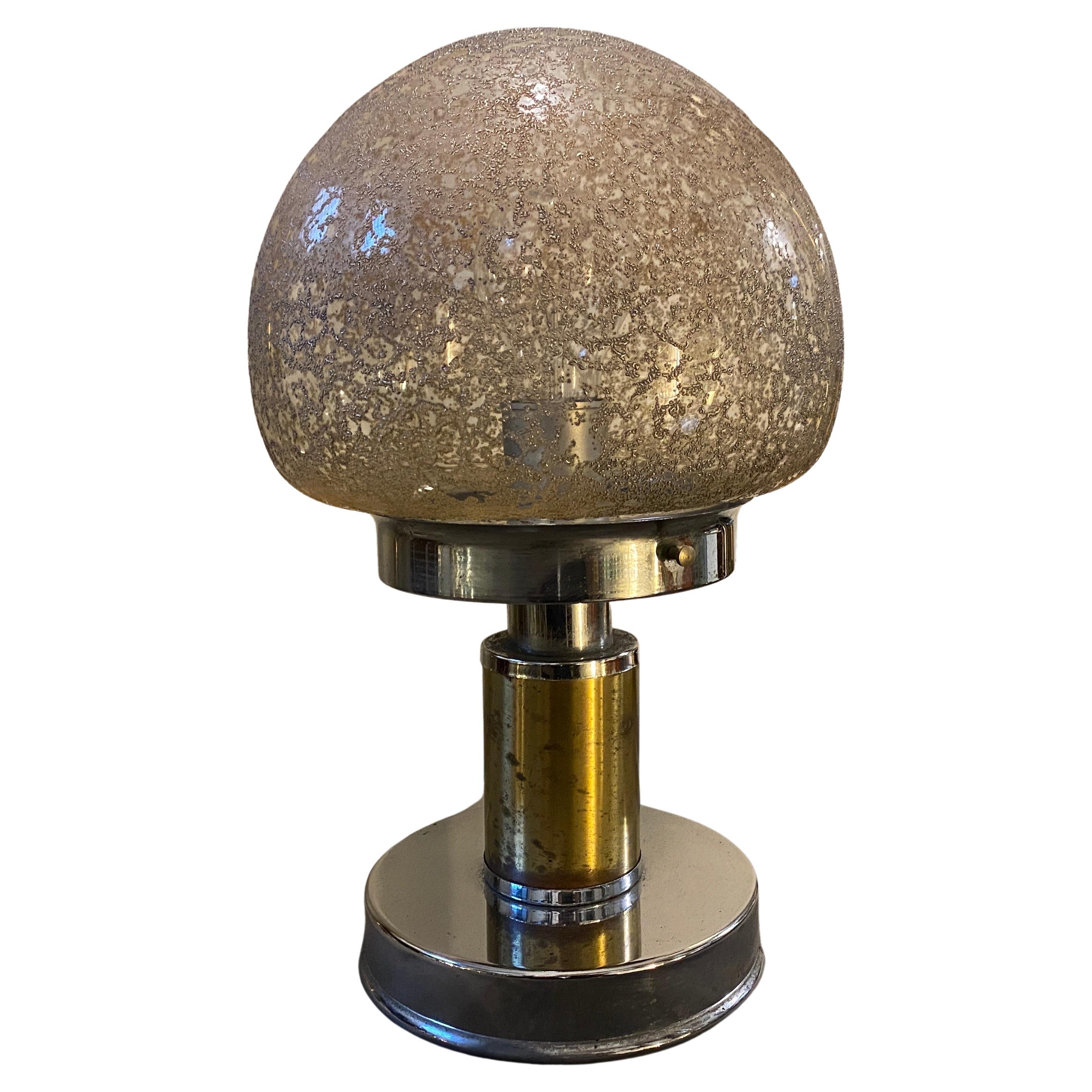 1970s Mazzega Attributed Space Age Metal and Glass Italian Table Lamp For Sale