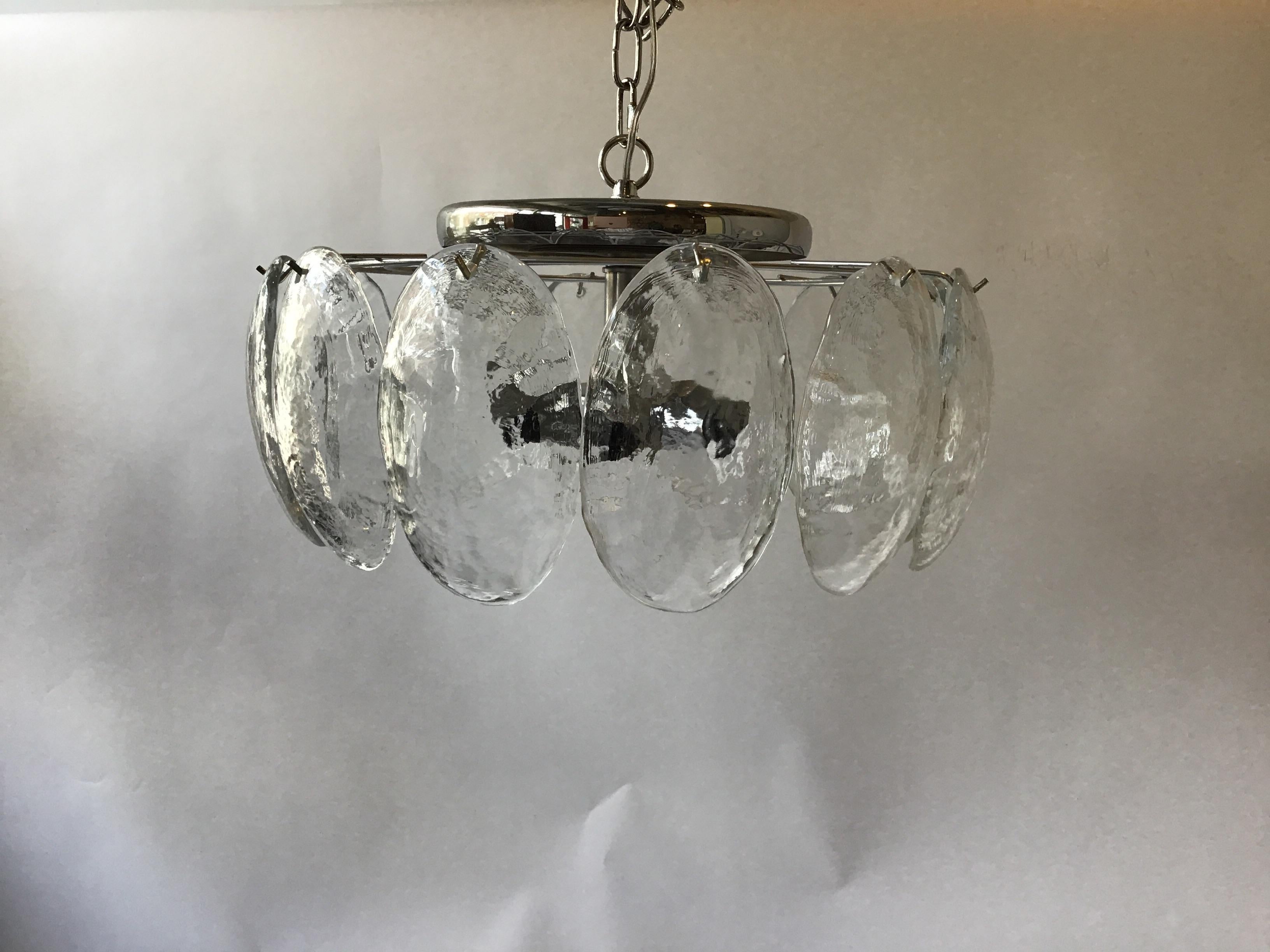 1970s Mazzega Glass Chandelier In Good Condition For Sale In Tarrytown, NY