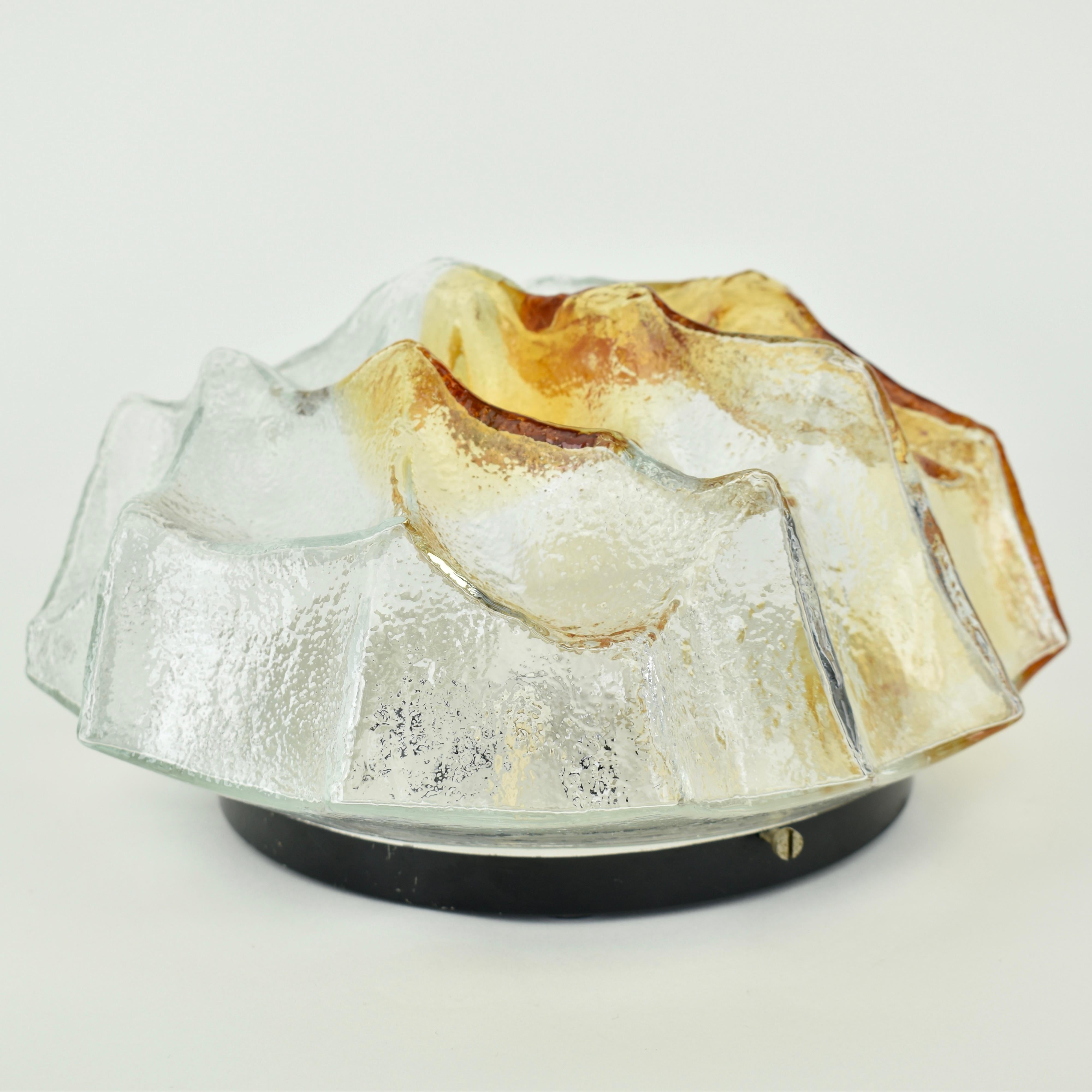 1970s Mazzega Murano Brutalist Flush Mount In Good Condition For Sale In AMSTERDAM, NL